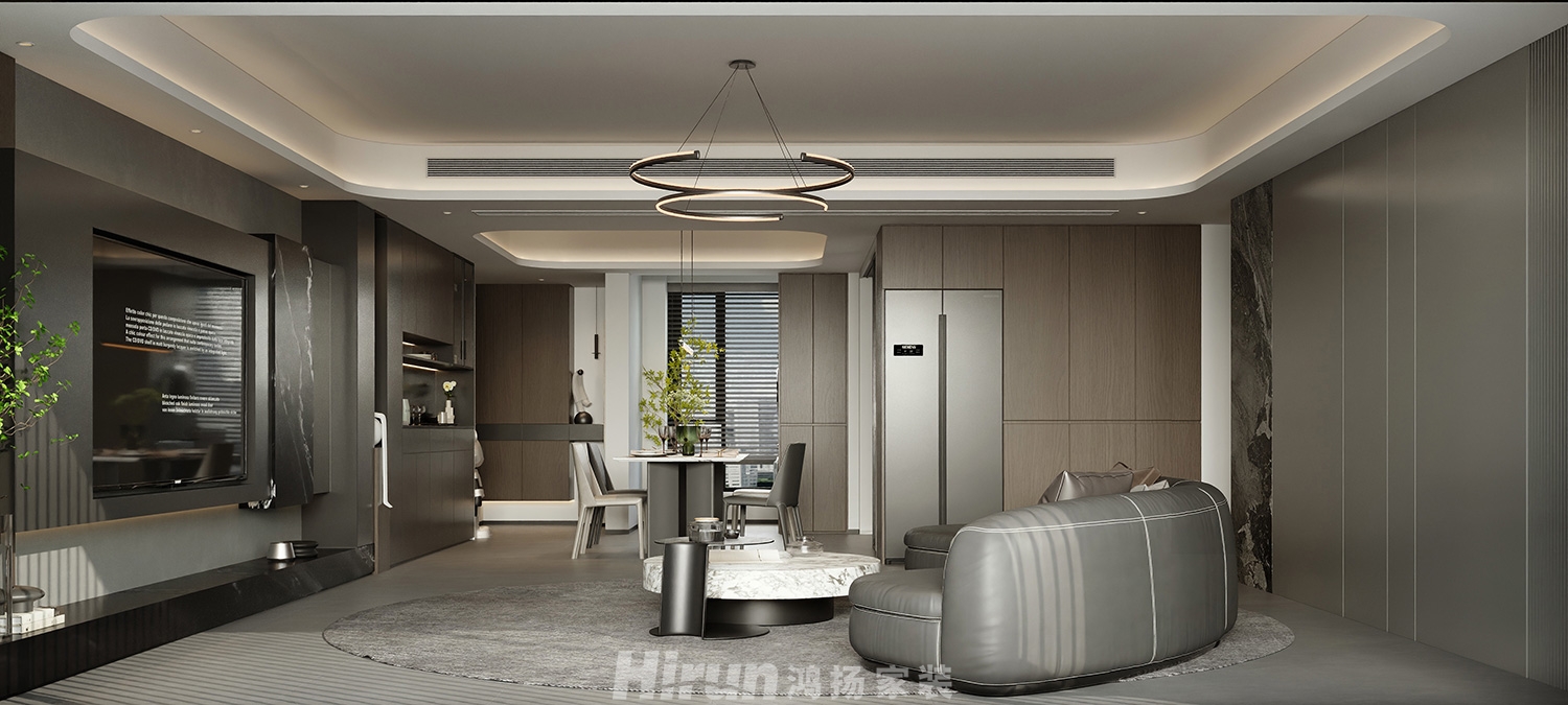 建發玖洲觀瀾145㎡新裝飾主義四居室 裝修案例效果圖-1