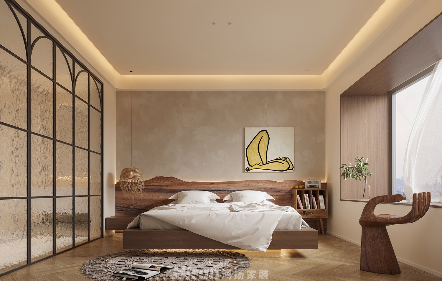 建發玖洲和璽 140㎡復古風潮四居室 裝修案例效果圖-4