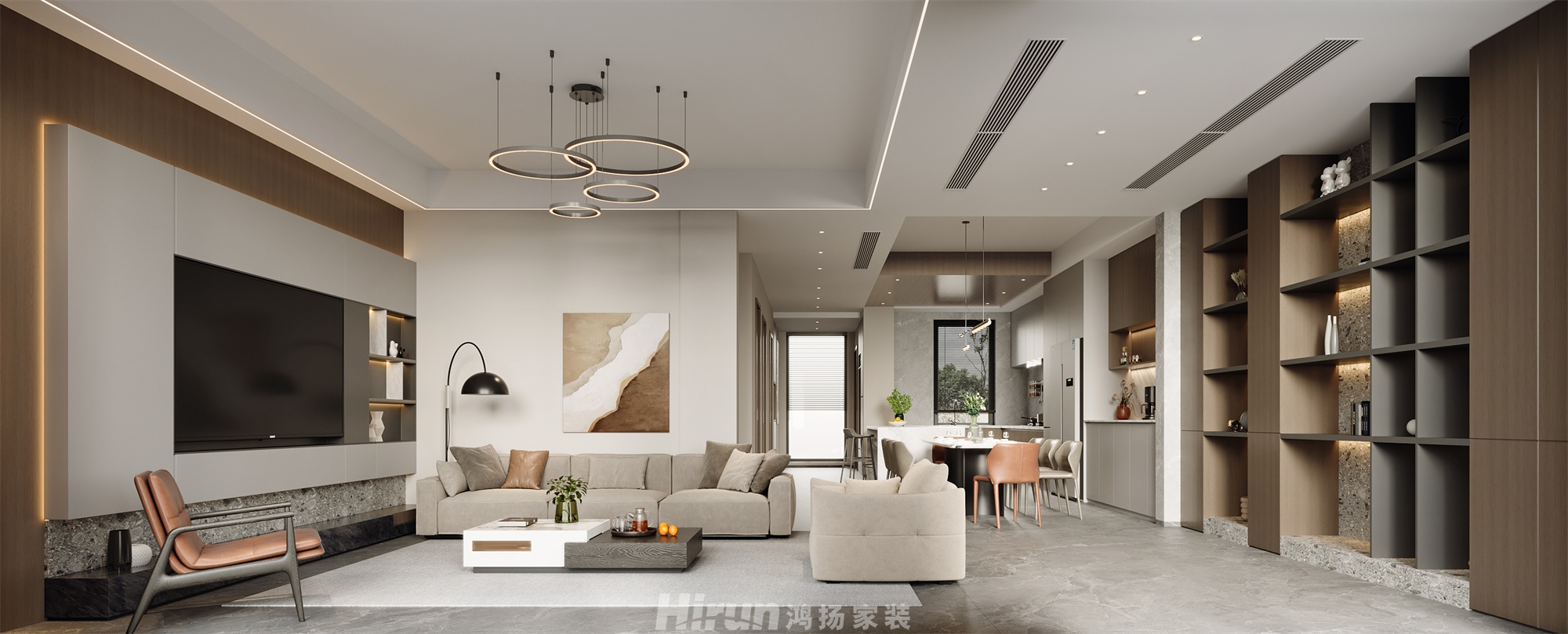 金地三千府350㎡雅致現(xiàn)代別墅 裝修案例效果圖-3