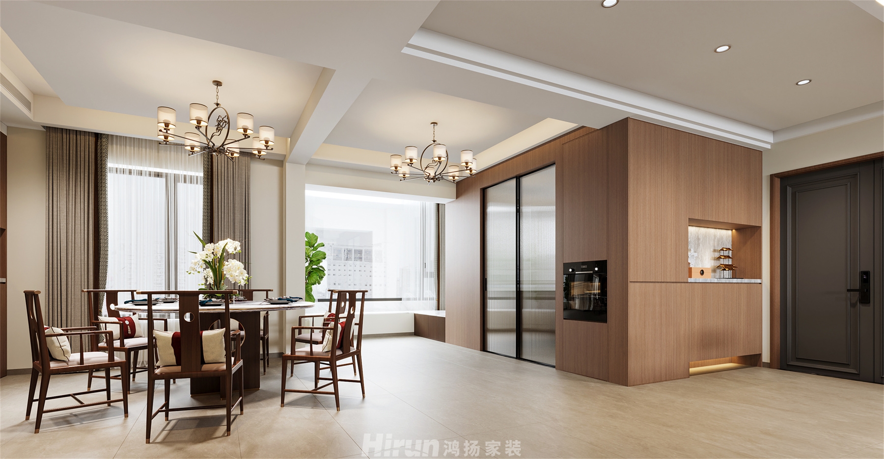 江山帝景220㎡意境東方復式 裝修案例效果圖-8