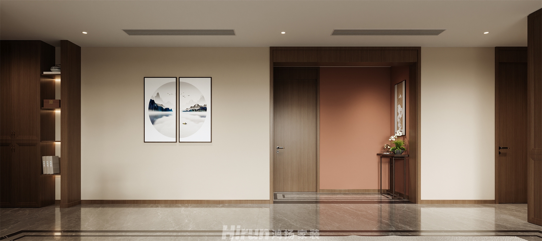 金茂灣（精裝房改造）190㎡意境東方四居室 裝修案例效果圖-3