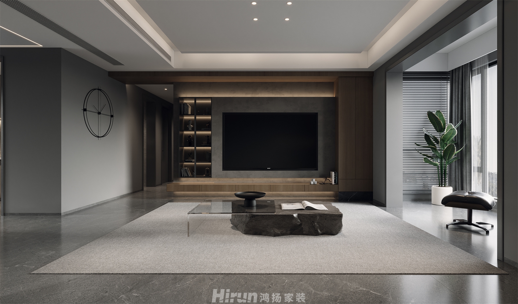 城際空間站（精裝房改造）160㎡雅致現代四居室 裝修案例效果圖-1