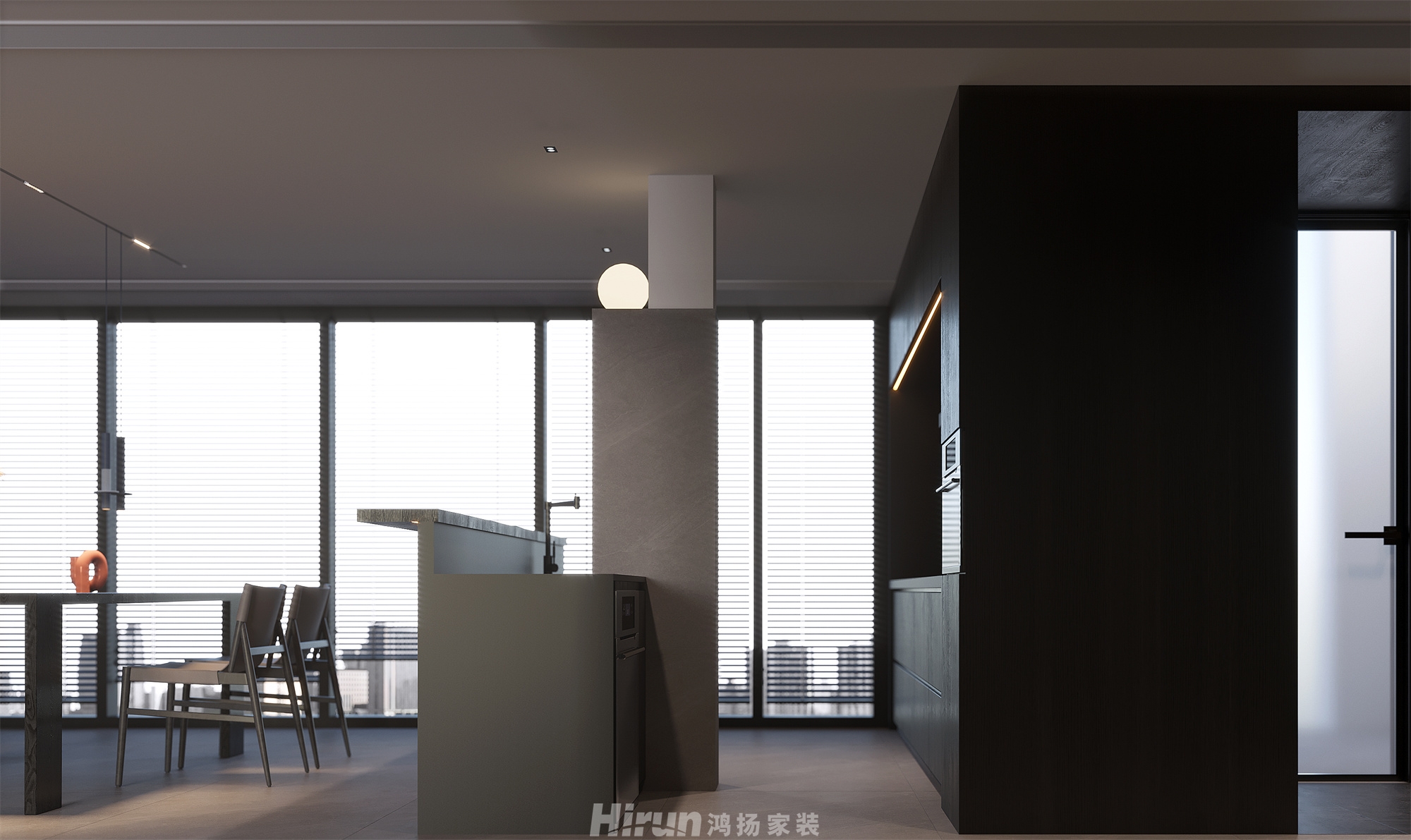 福田藏郡院子200㎡雅致現代大平層 裝修案例效果圖-5