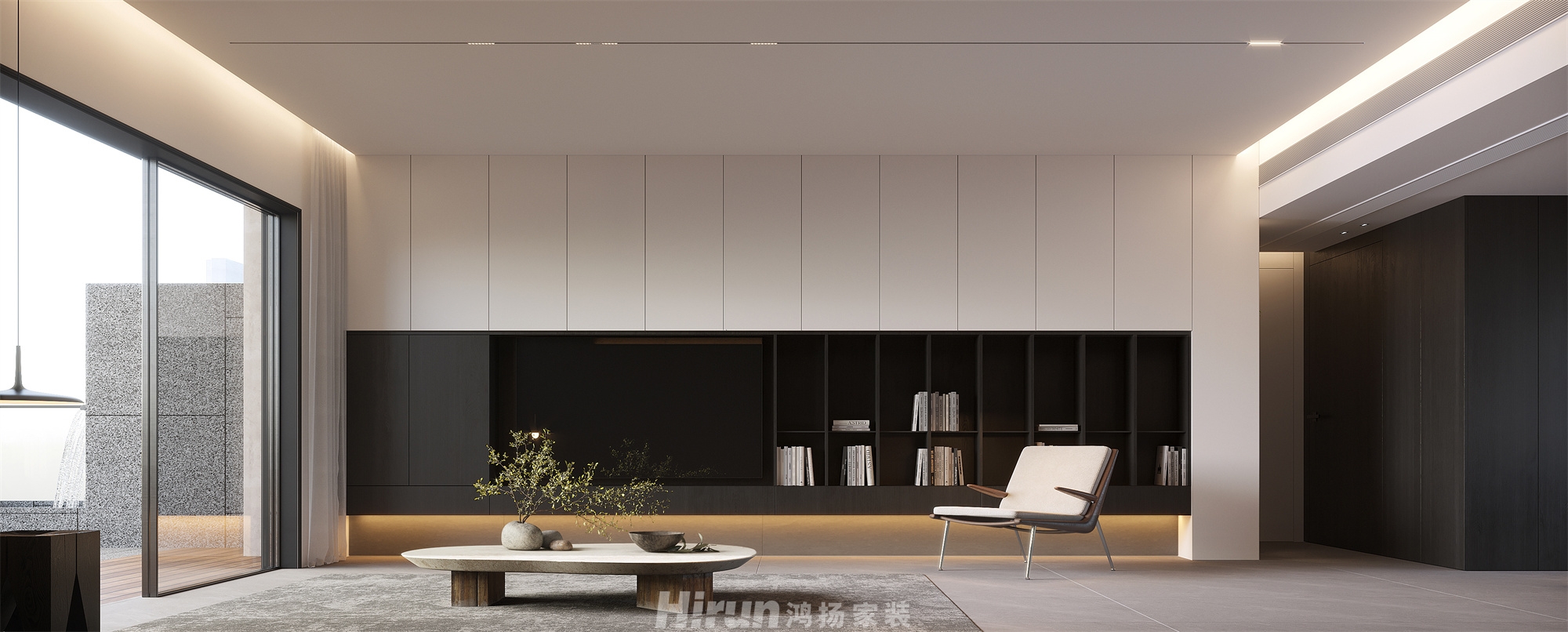 福田藏郡院子200㎡雅致現代大平層 裝修案例效果圖-2