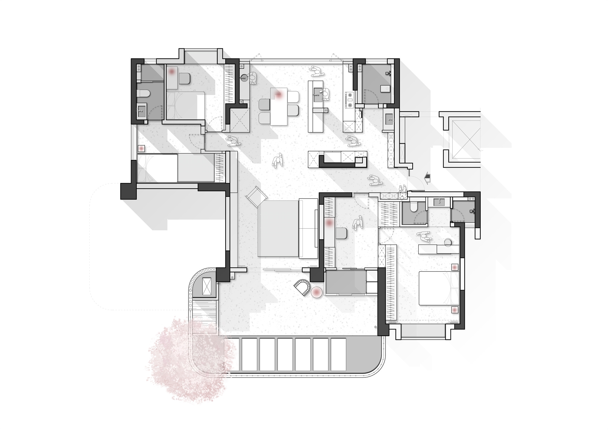福田藏郡院子200㎡雅致現代大平層 裝修案例效果圖-1