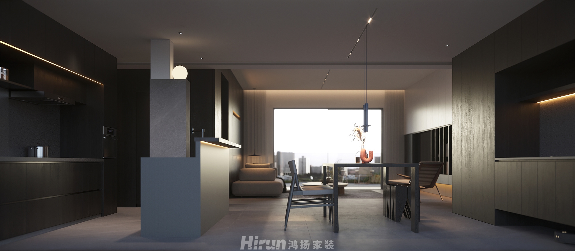 福田藏郡院子200㎡雅致現代大平層 裝修案例效果圖-3