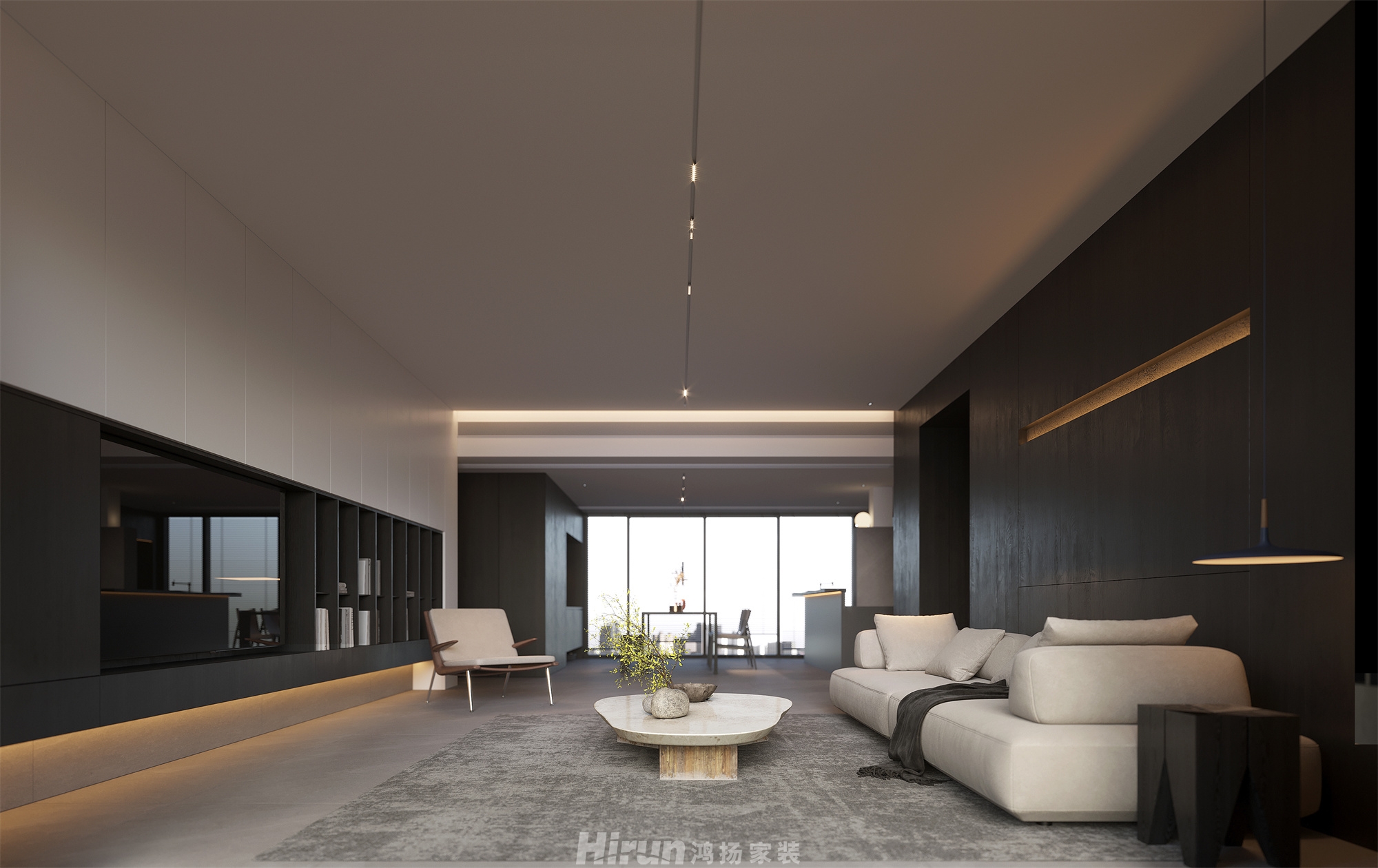 福田藏郡院子200㎡雅致現代大平層 裝修案例效果圖-11