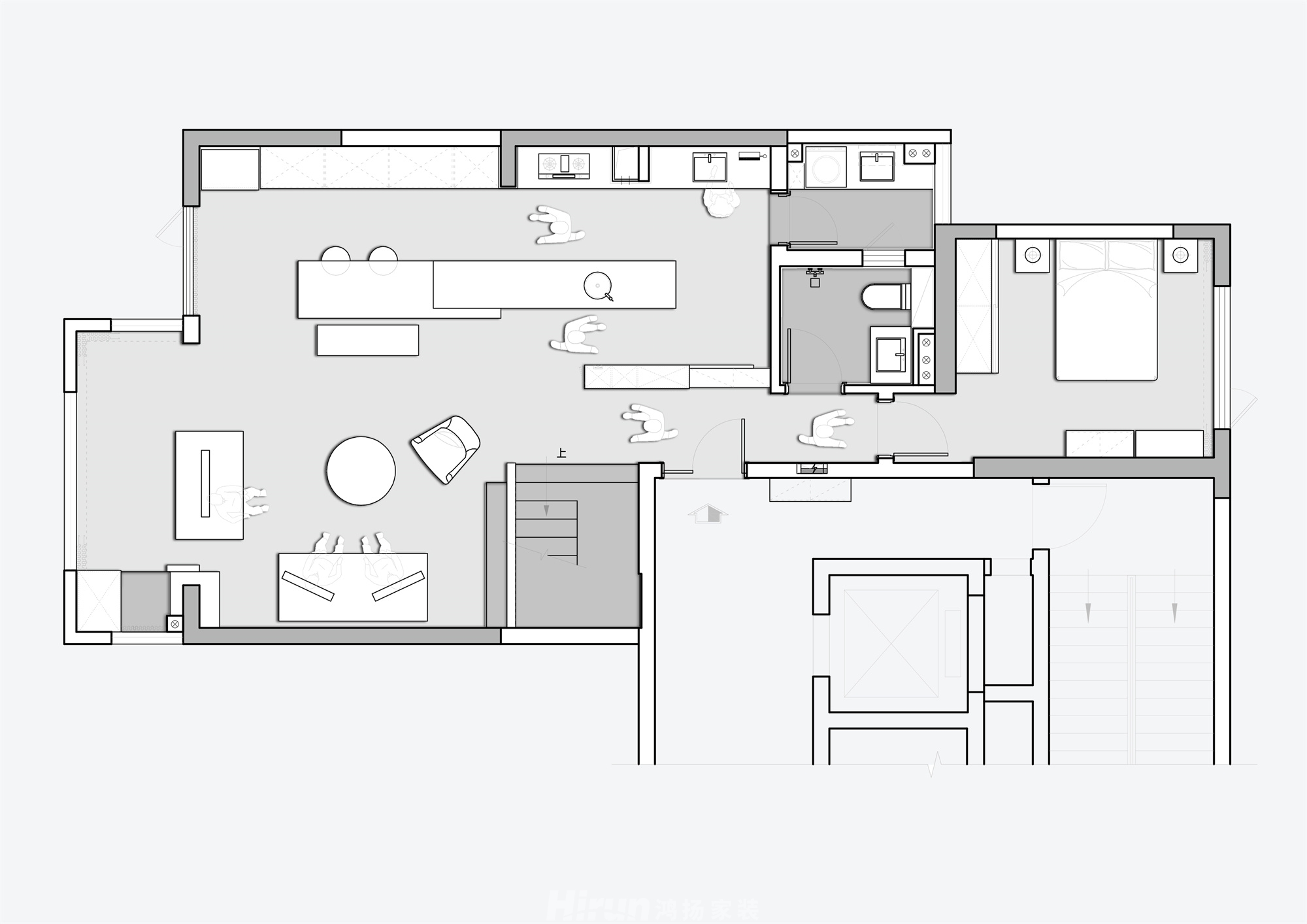萬科紫臺(tái)240㎡北歐之光復(fù)式 裝修案例效果圖-2