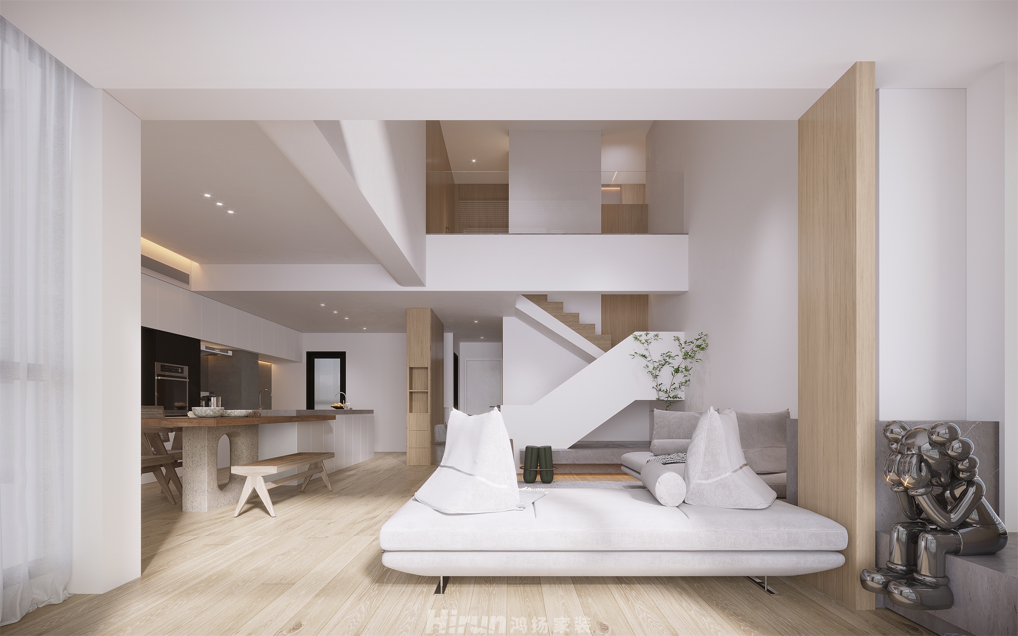 萬科紫臺(tái)240㎡北歐之光復(fù)式 裝修案例效果圖-11