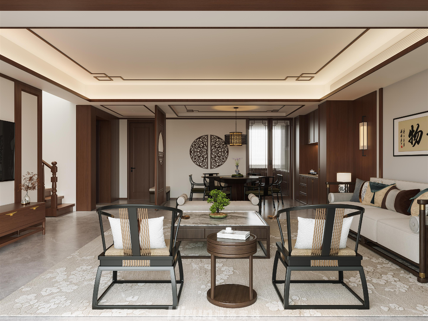 麓湖郡200㎡復合寫意四居室 裝修案例效果圖-10