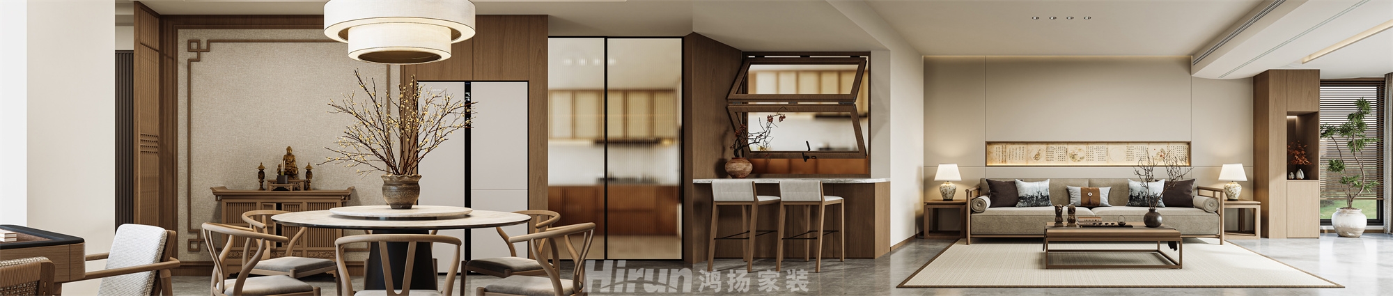 天園假日180㎡寫意木構四居室 裝修案例效果圖-1