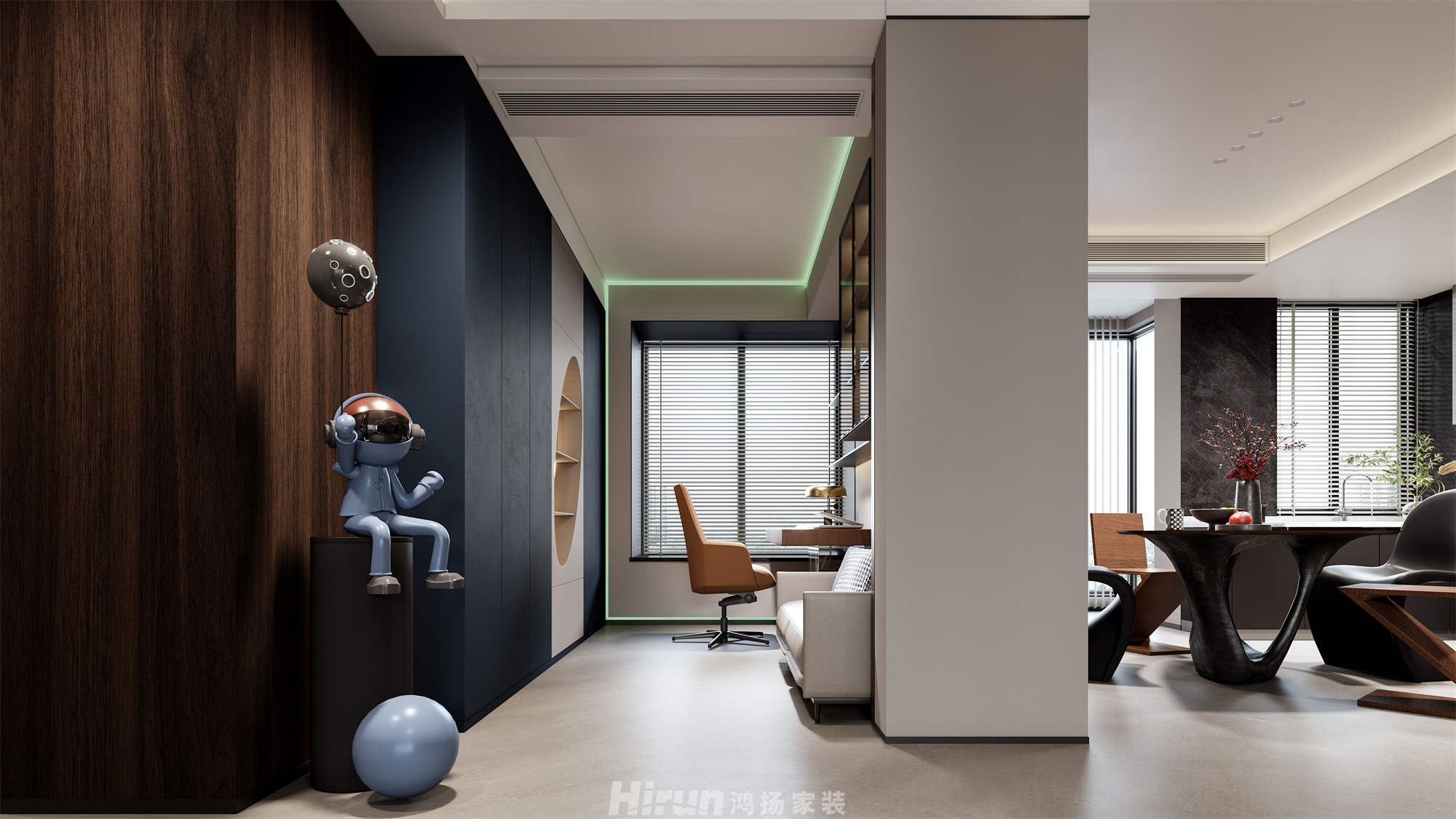 北辰三角洲135㎡雅致現(xiàn)代三居室 裝修案例效果圖-2