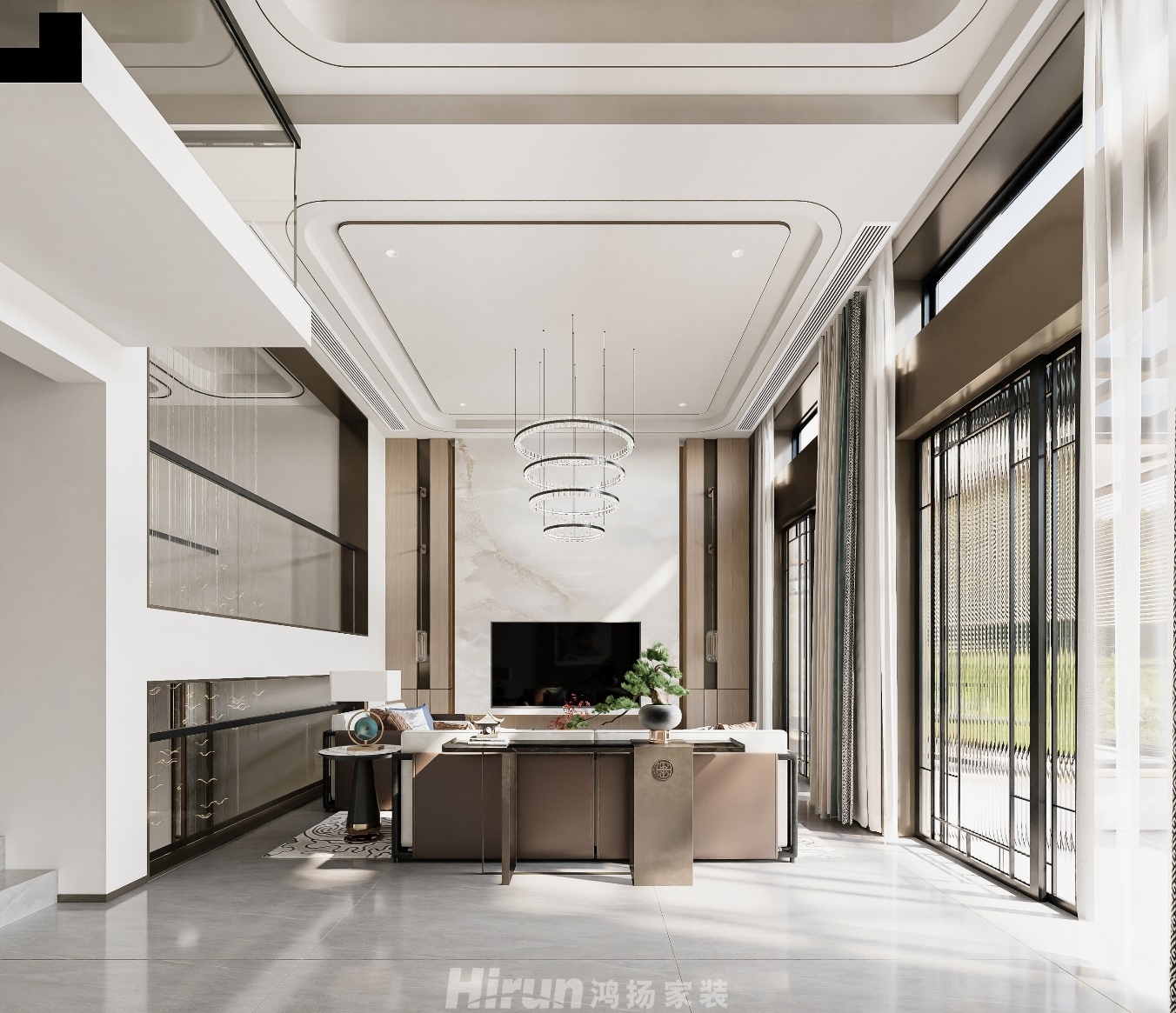 山水南雅458㎡意境東方別墅 裝修案例效果圖-2