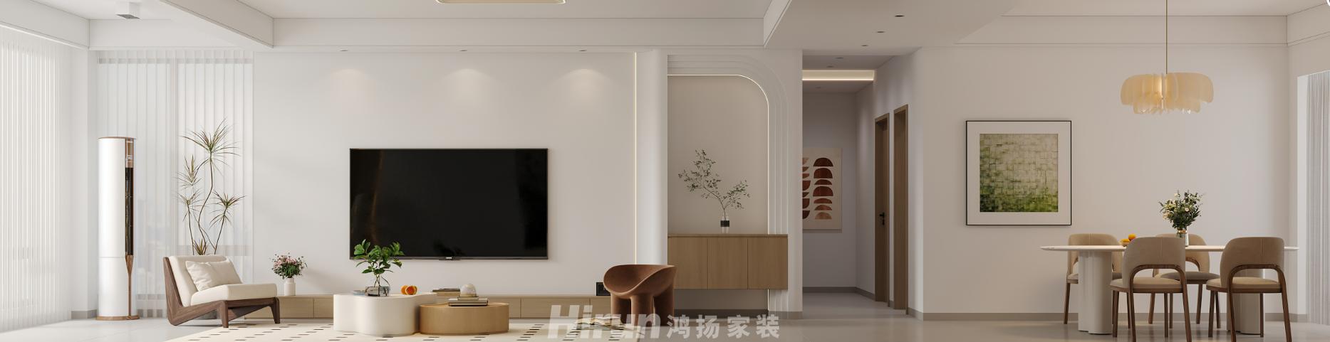 公園央著150㎡雅致現代四居室 裝修案例效果圖-1