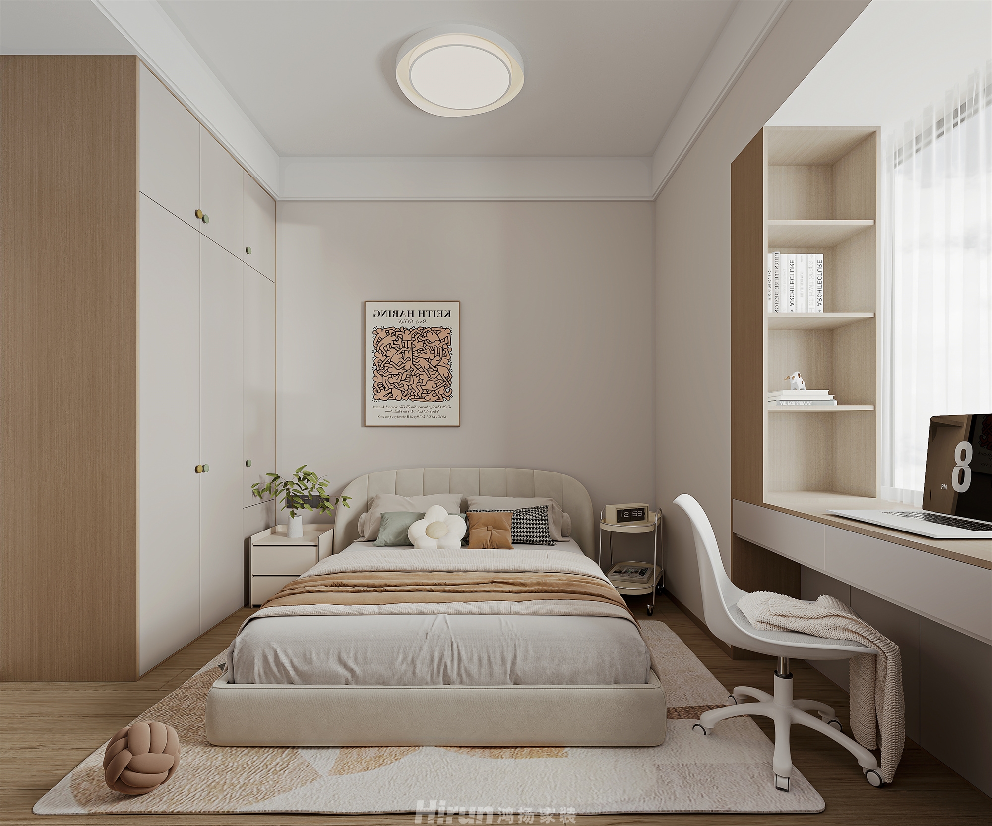 公園央著150㎡雅致現代四居室 裝修案例效果圖-5