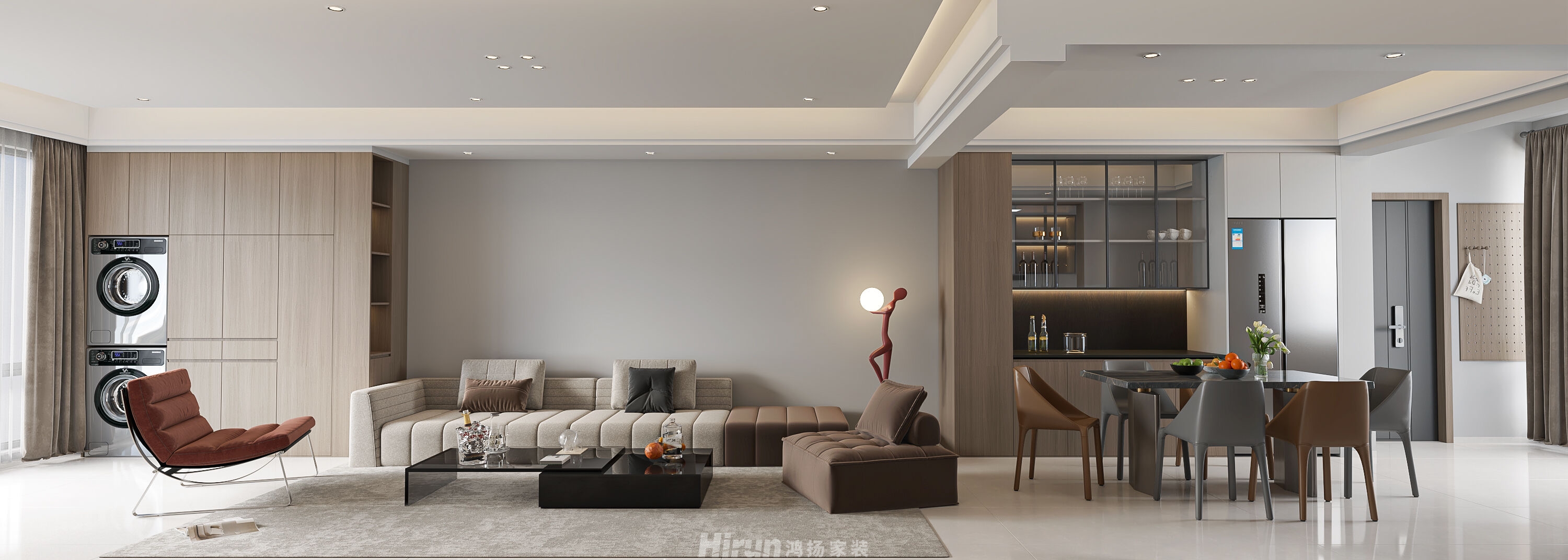 建鴻達(dá)鴻都134㎡雅致現(xiàn)代四居室 裝修案例效果圖-3