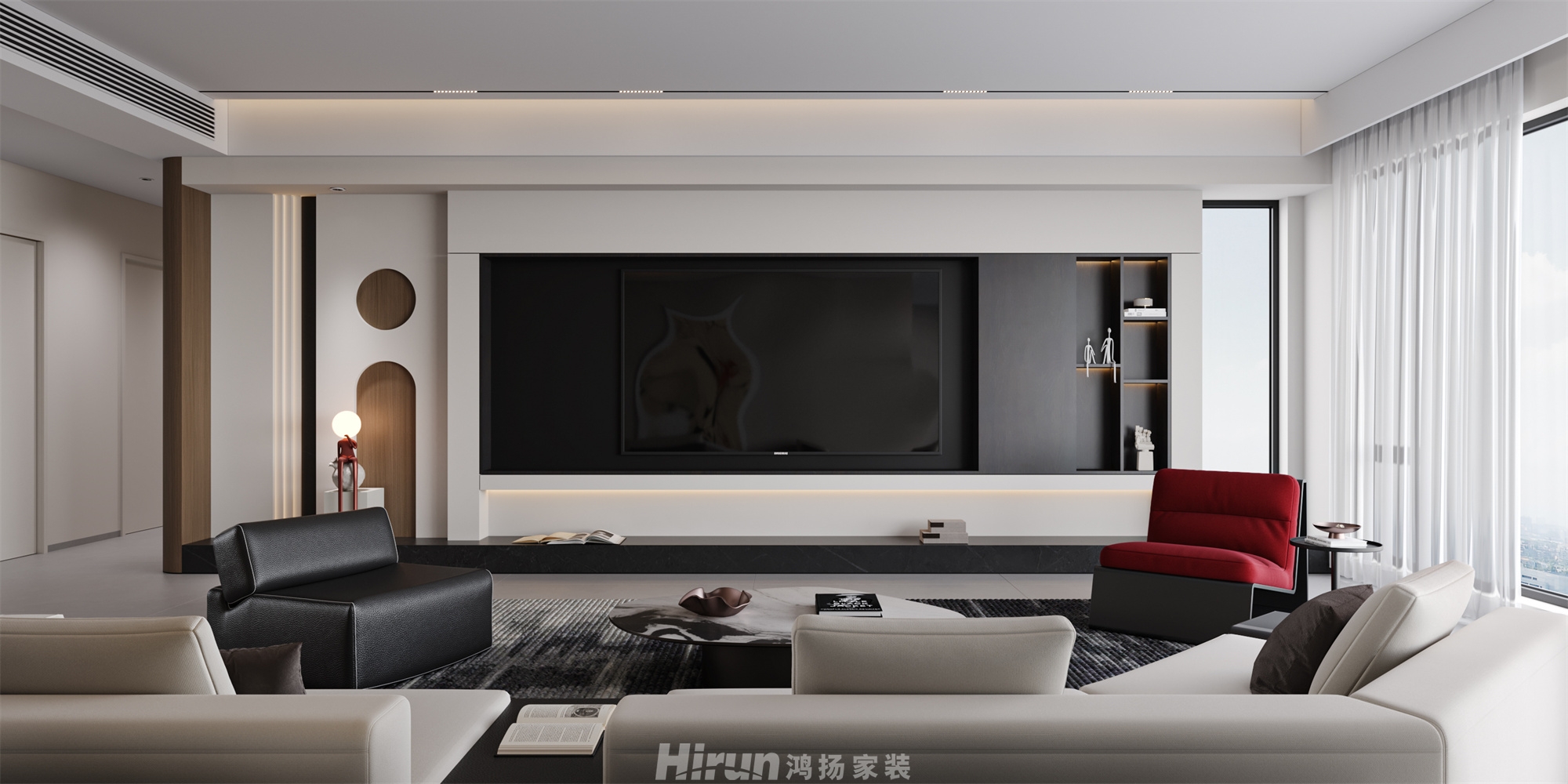 公園央著206㎡雅致現(xiàn)代大平層 裝修案例效果圖-2