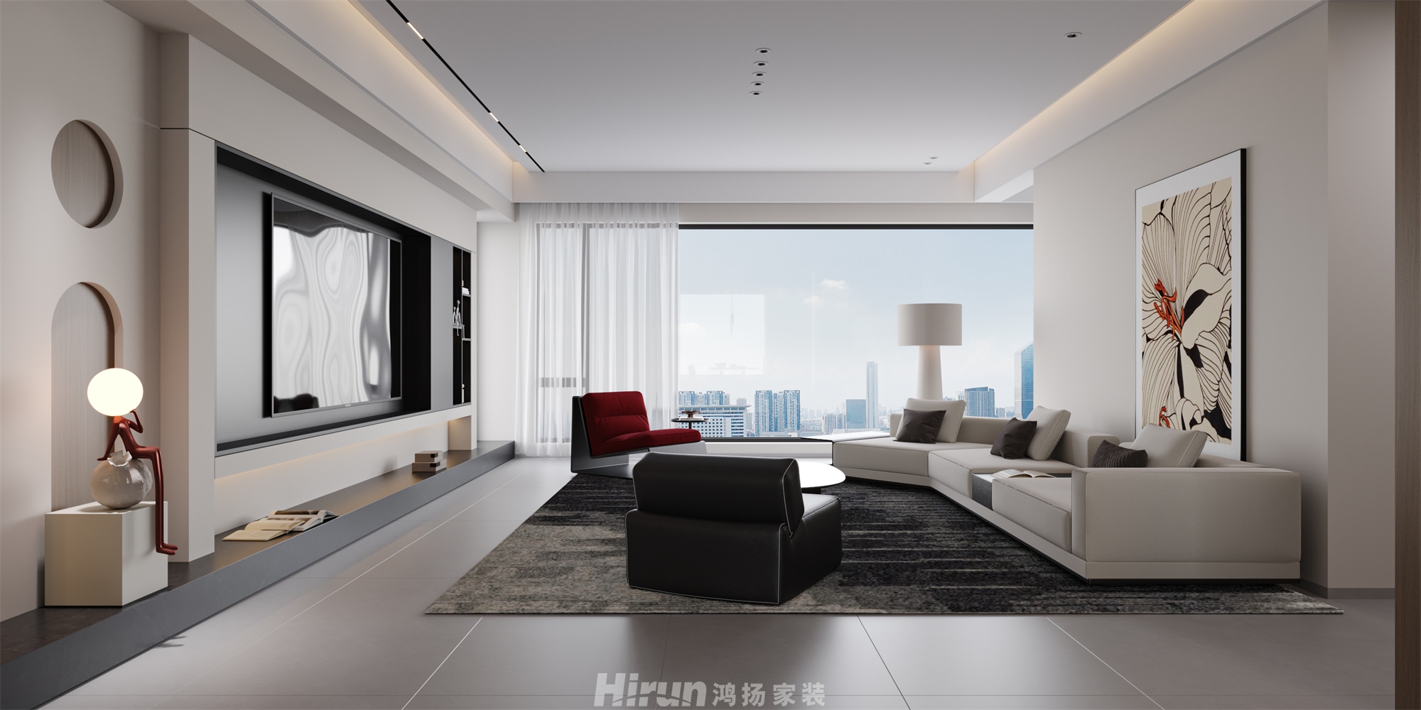 公園央著206㎡雅致現(xiàn)代大平層 裝修案例效果圖-1