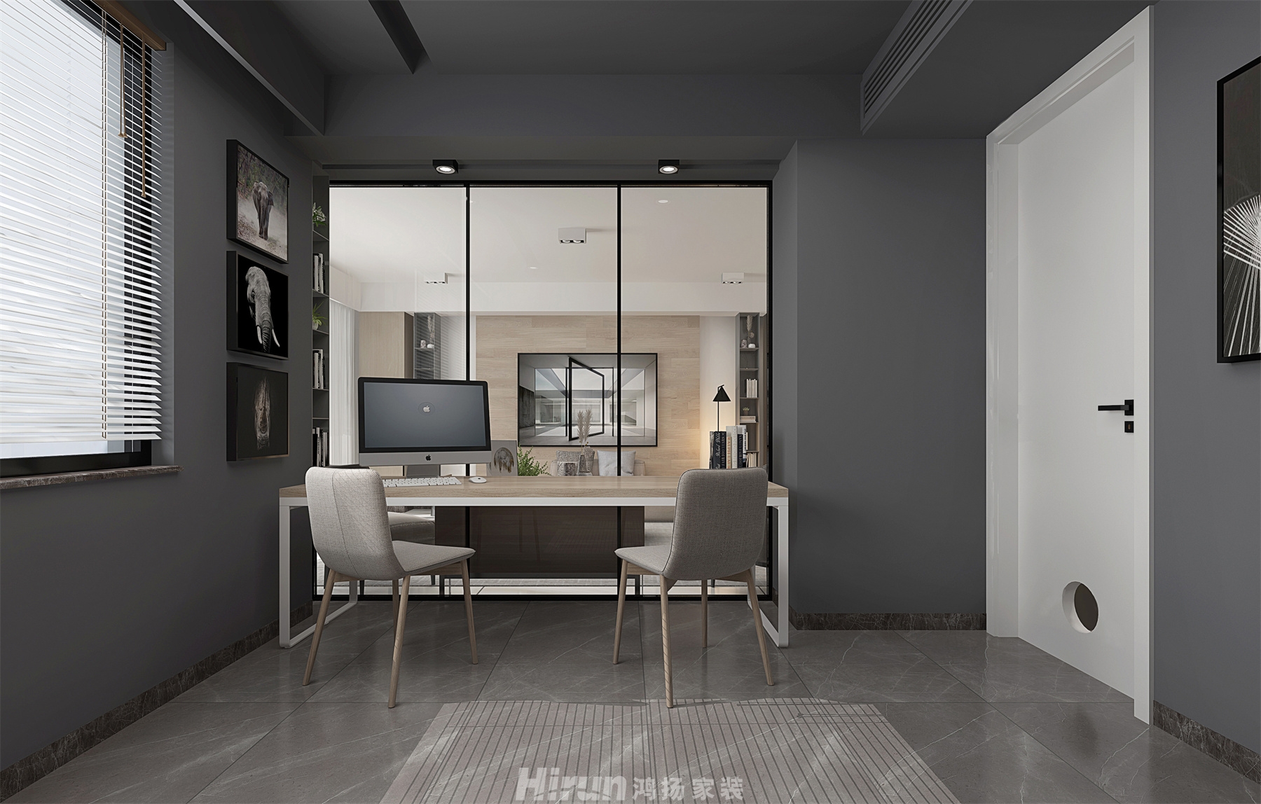 天濟山莊190㎡雅致現代五居室 裝修案例效果圖-2