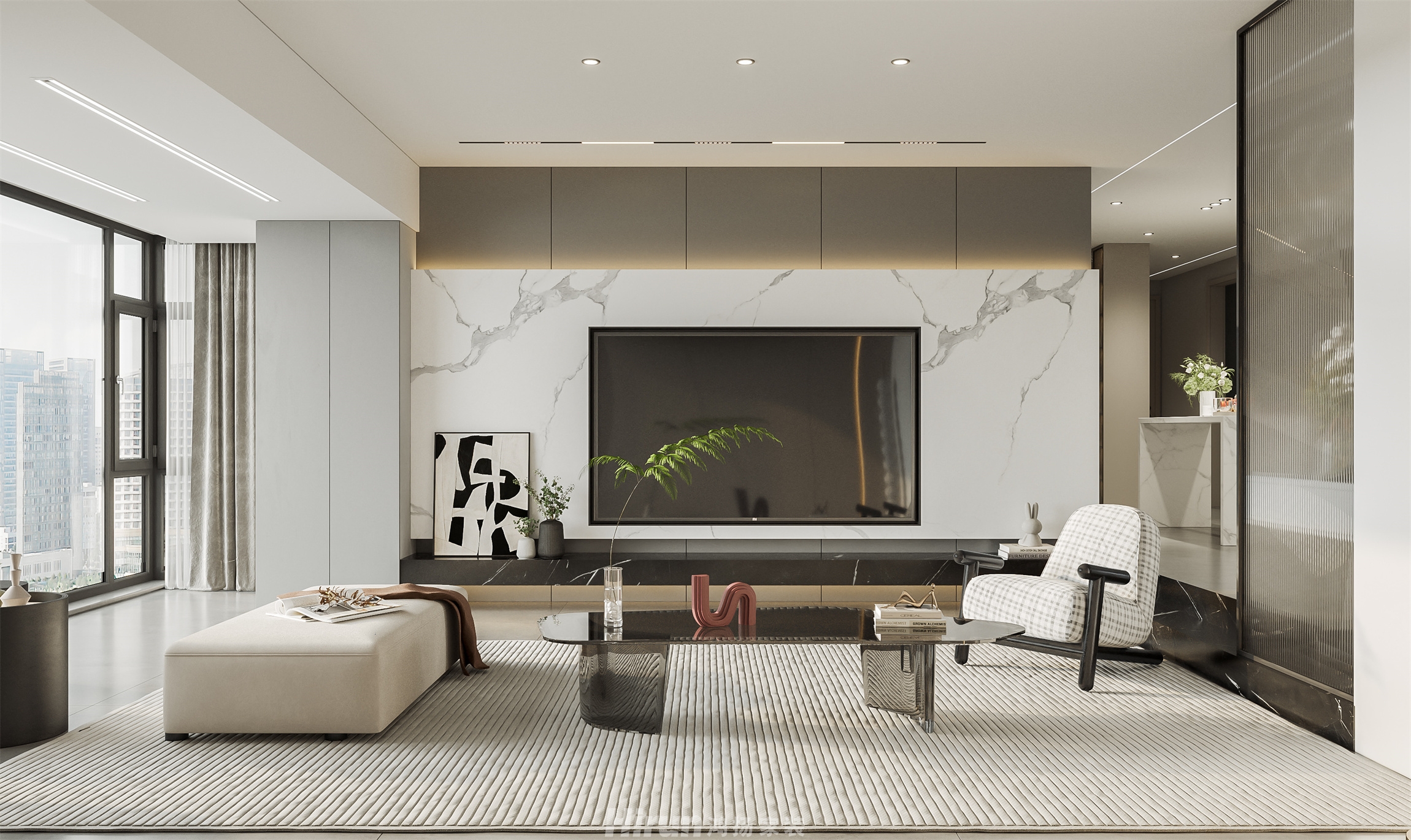 頤和佳園160㎡雅致現(xiàn)代四居室 裝修案例效果圖-5