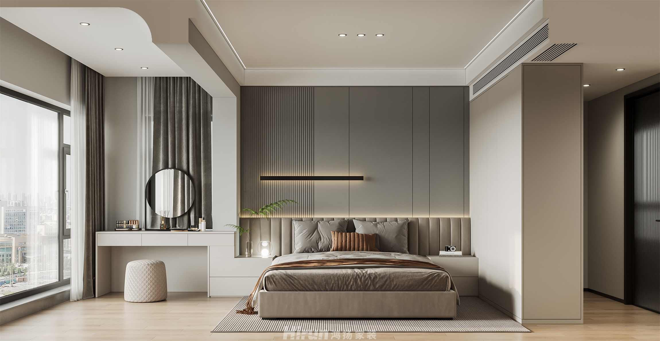 頤和佳園160㎡雅致現(xiàn)代四居室 裝修案例效果圖-4