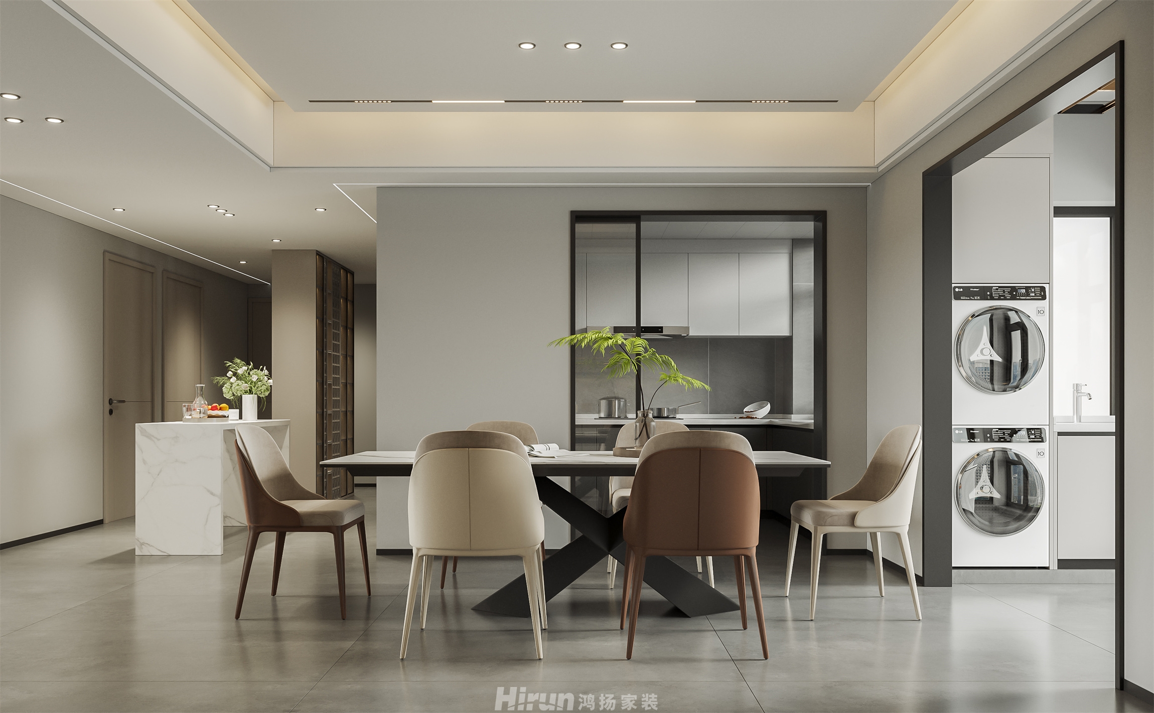 頤和佳園160㎡雅致現(xiàn)代四居室 裝修案例效果圖-2