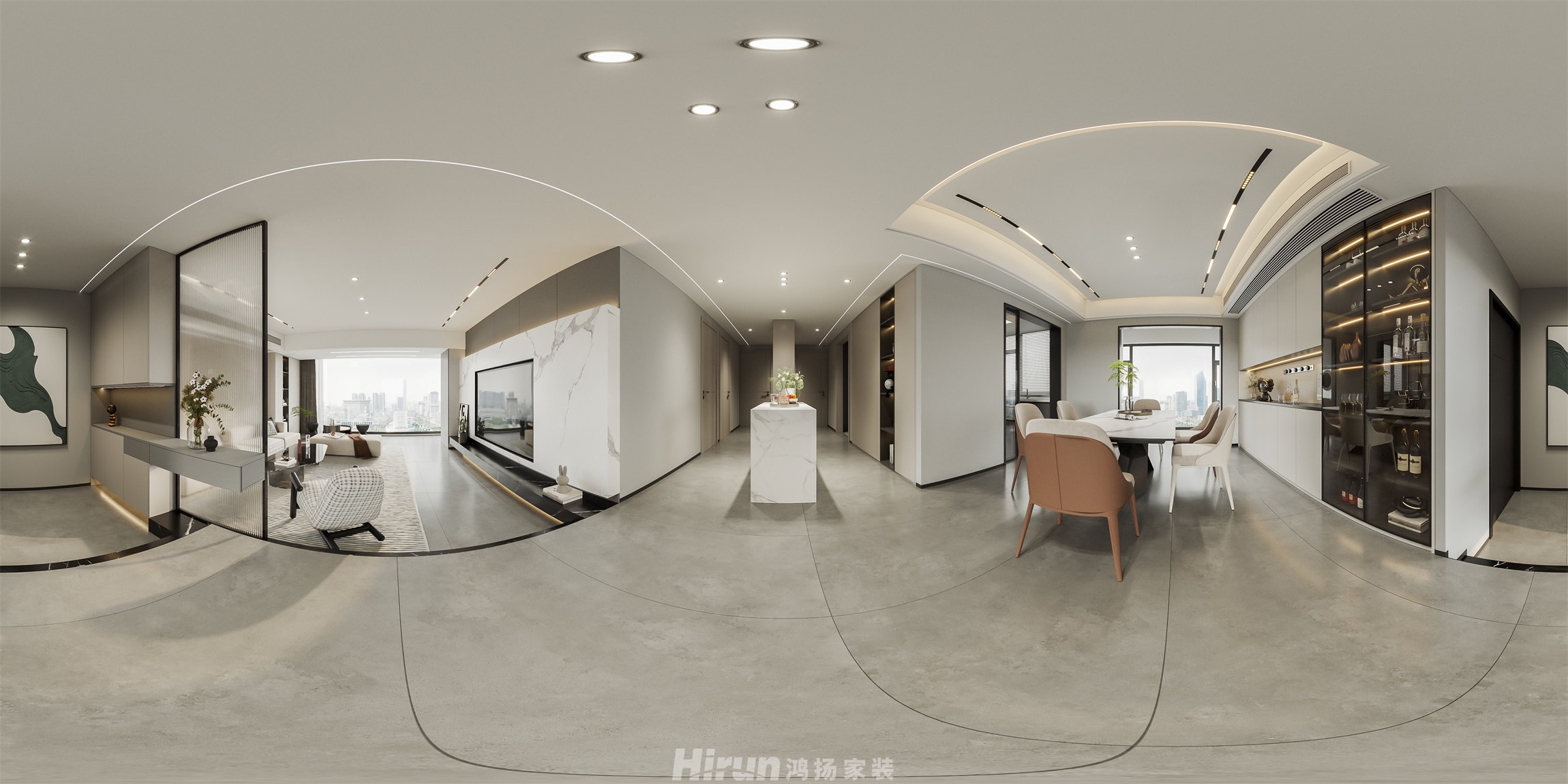 頤和佳園160㎡雅致現(xiàn)代四居室 裝修案例效果圖-1