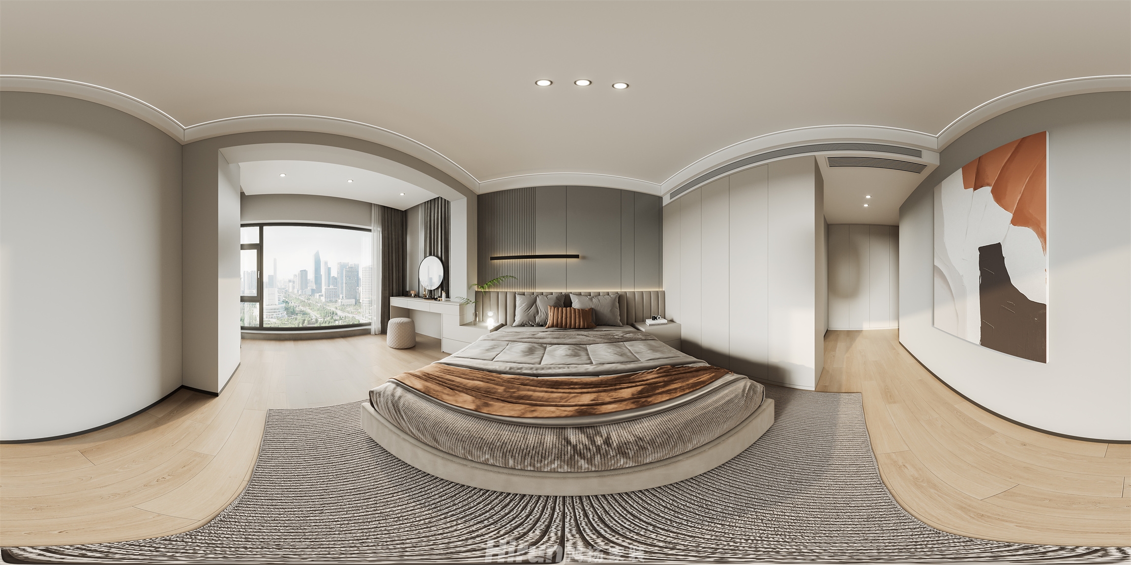 頤和佳園160㎡雅致現(xiàn)代四居室 裝修案例效果圖-9