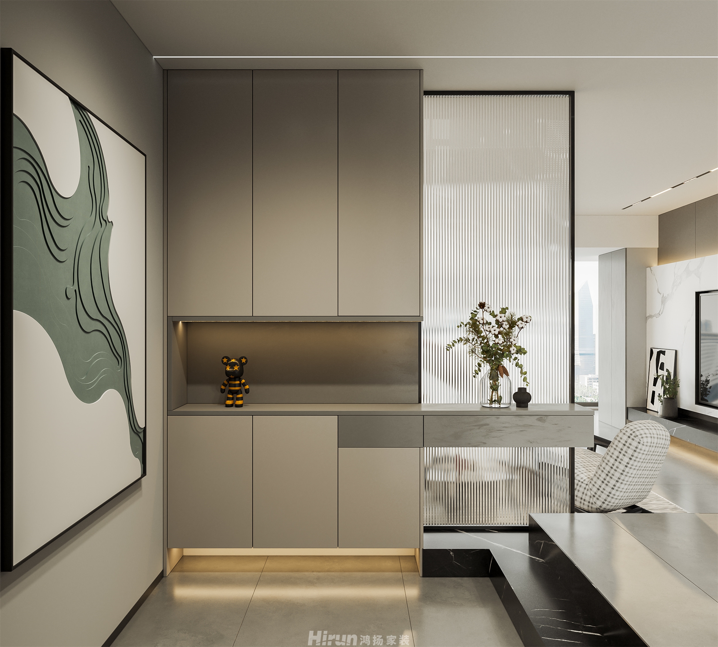 頤和佳園160㎡雅致現(xiàn)代四居室 裝修案例效果圖-7