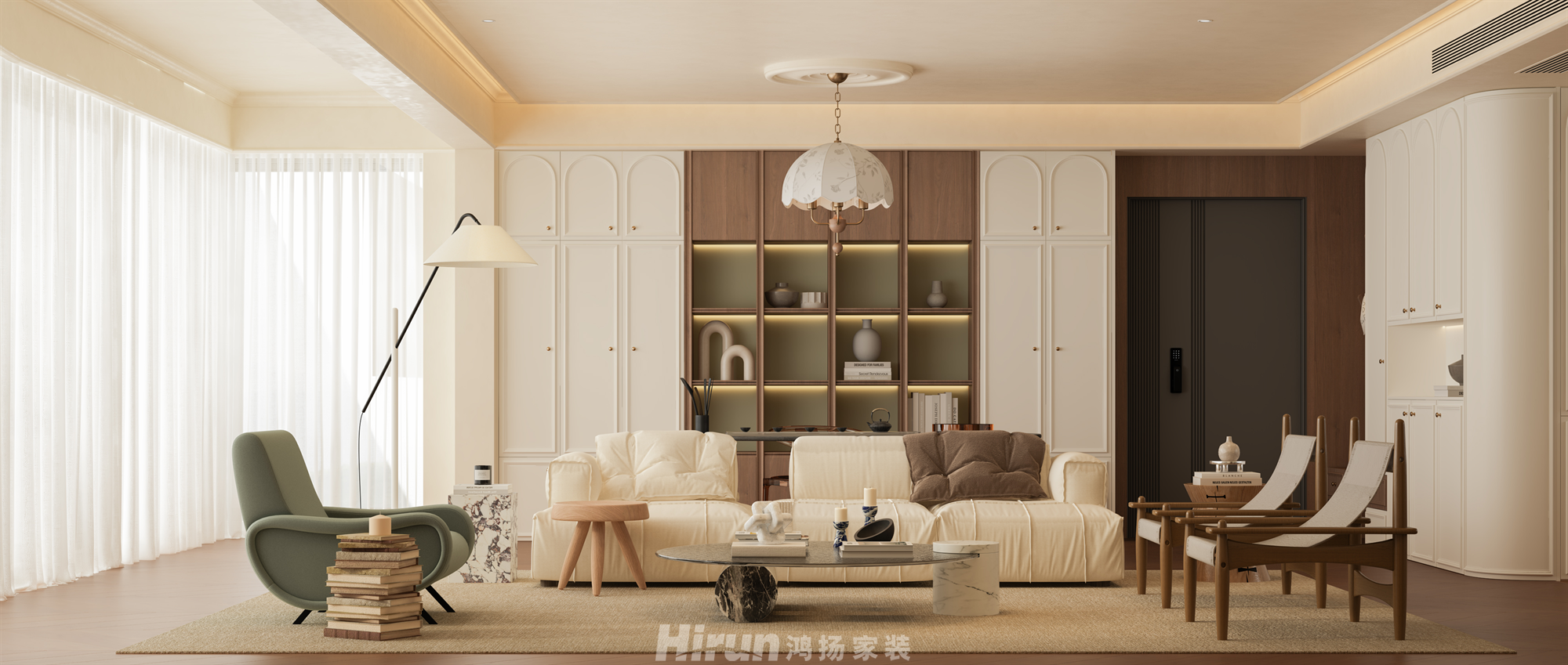 銀港國際142㎡復(fù)古風(fēng)潮四居室 裝修案例效果圖-1