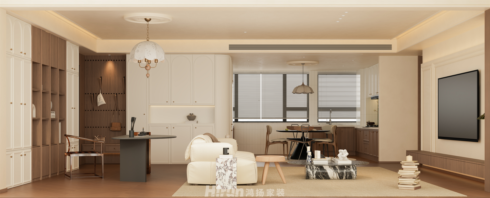 銀港國際142㎡復(fù)古風(fēng)潮四居室 裝修案例效果圖-3