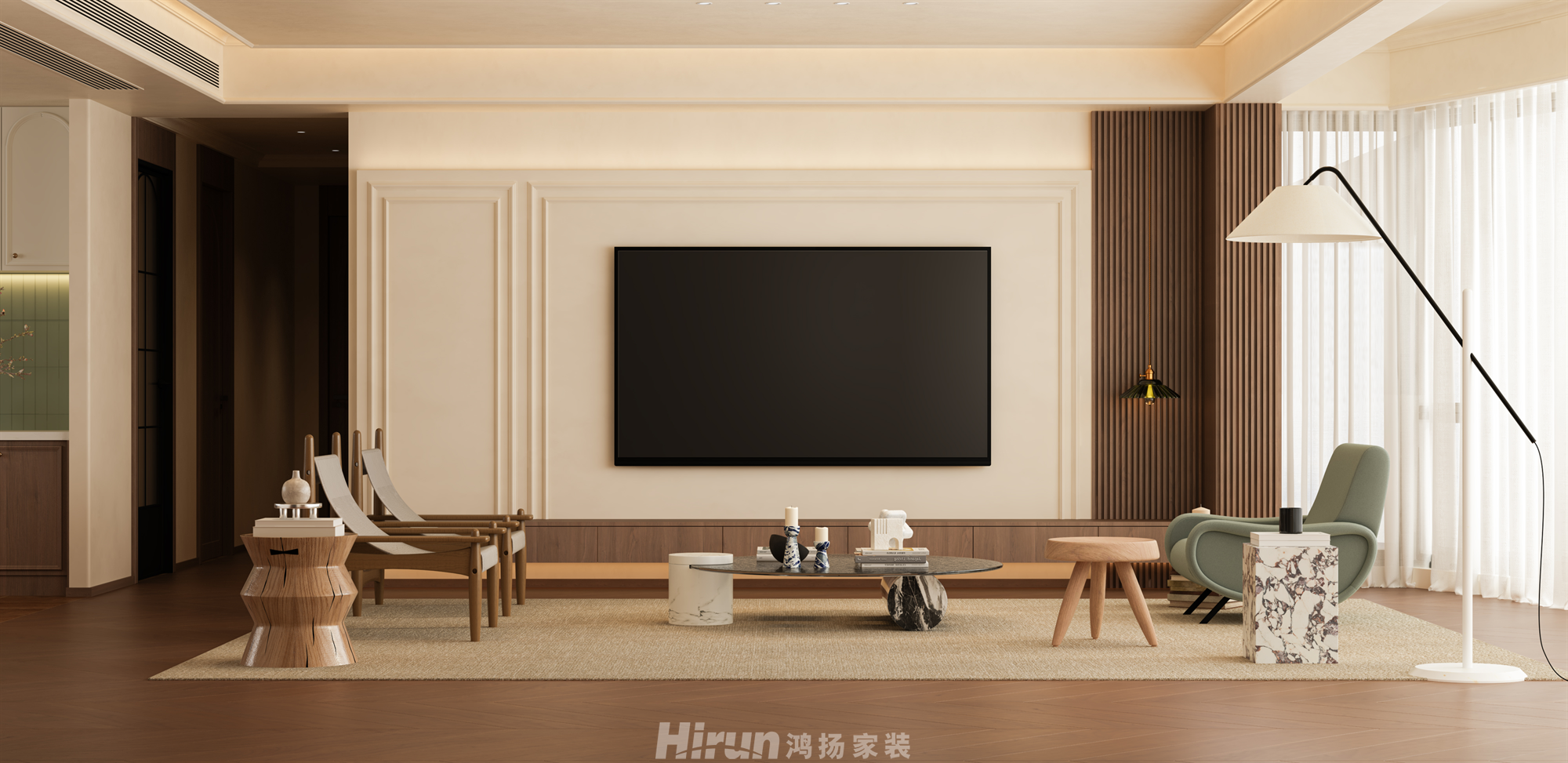 銀港國際142㎡復(fù)古風(fēng)潮四居室 裝修案例效果圖-5