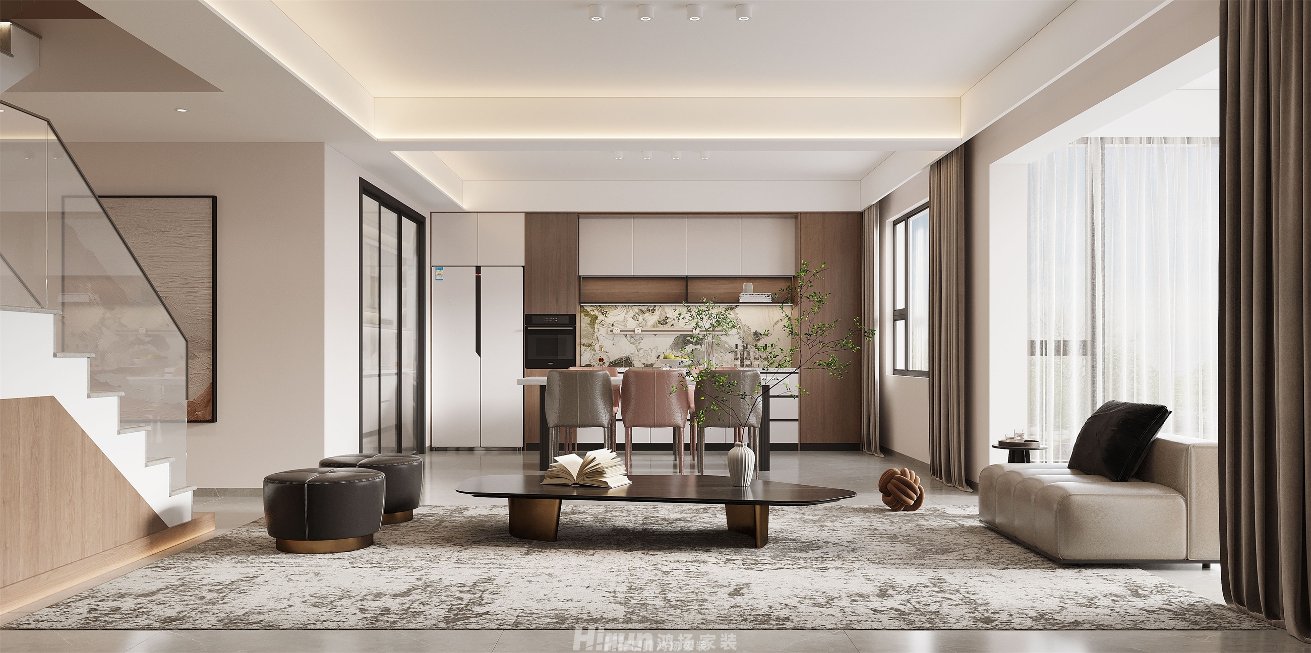 敏捷瓏玥府210㎡雅致現代四居室 裝修案例效果圖-6