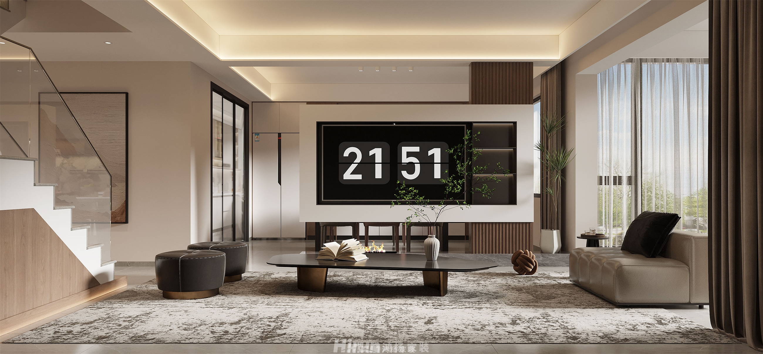 敏捷瓏玥府210㎡雅致現代四居室 裝修案例效果圖-5