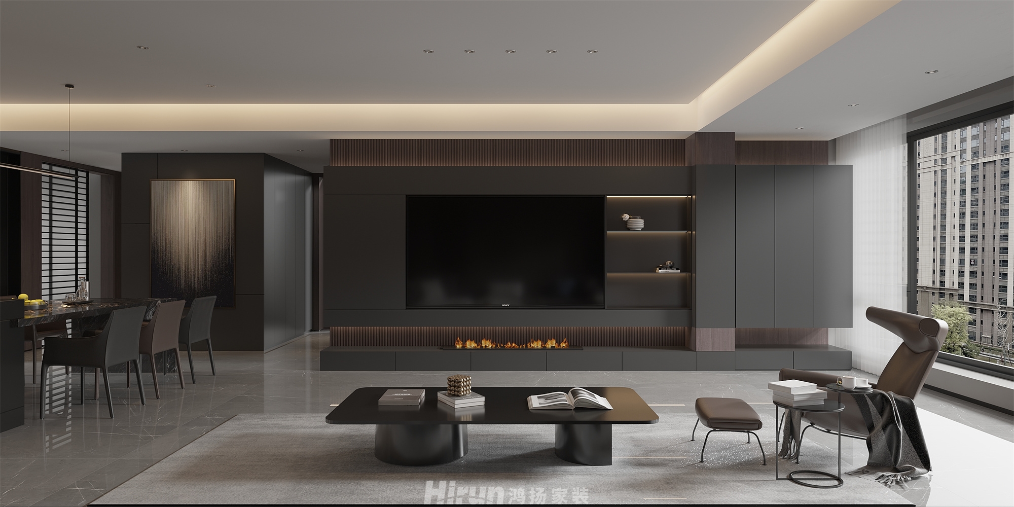 桂語雲峯245㎡雅致現代大平層 裝修案例效果圖-3