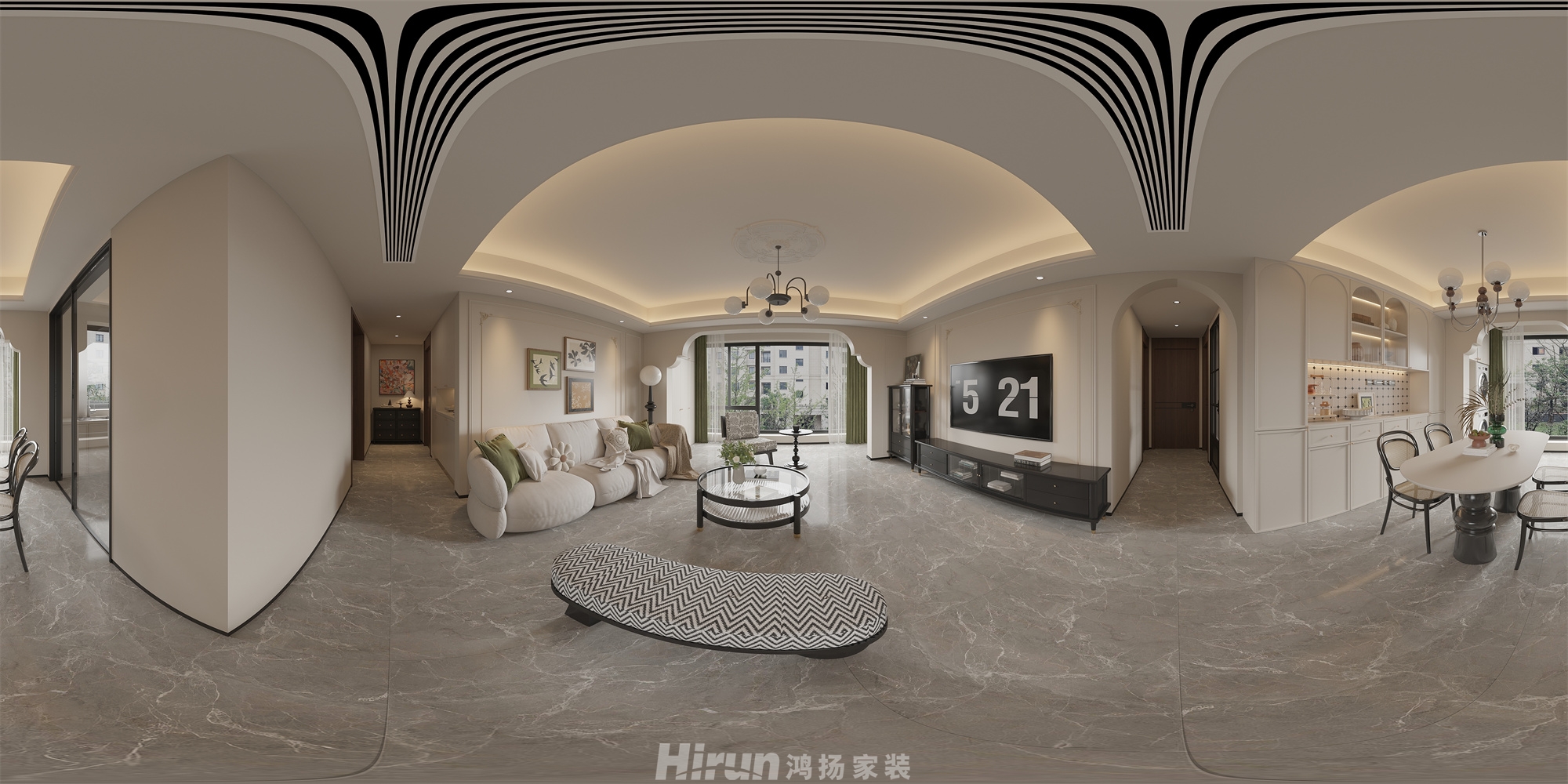 麓山府145㎡輕歐簡美四居室 裝修案例效果圖-1