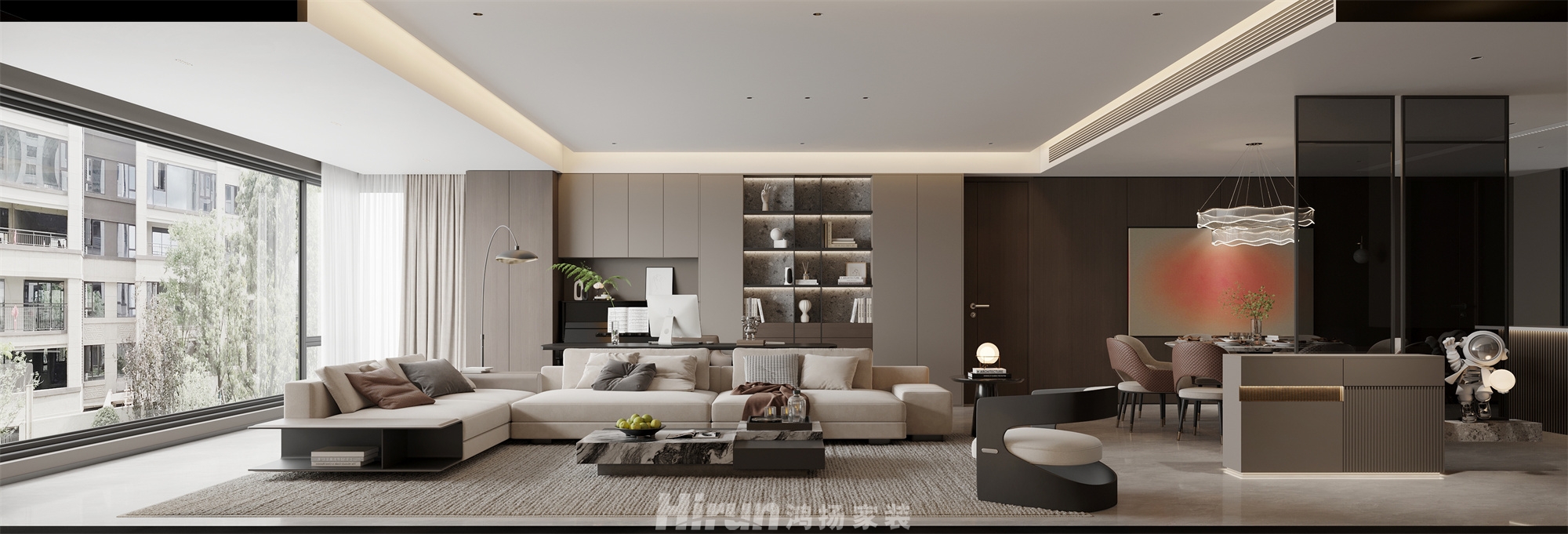 萬科森林公園200㎡雅致現代大平層 裝修案例效果圖-3