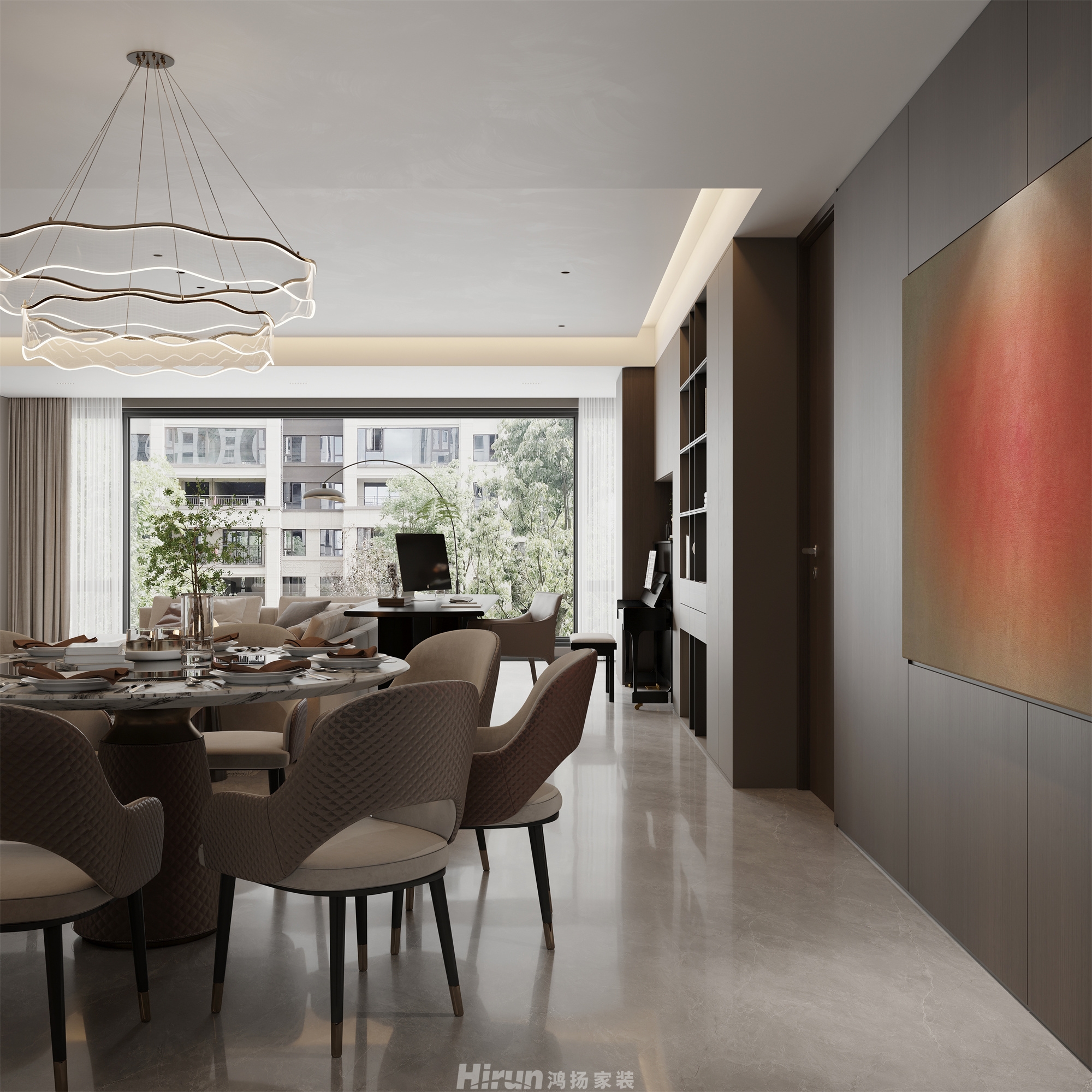 萬科森林公園200㎡雅致現代大平層 裝修案例效果圖-7