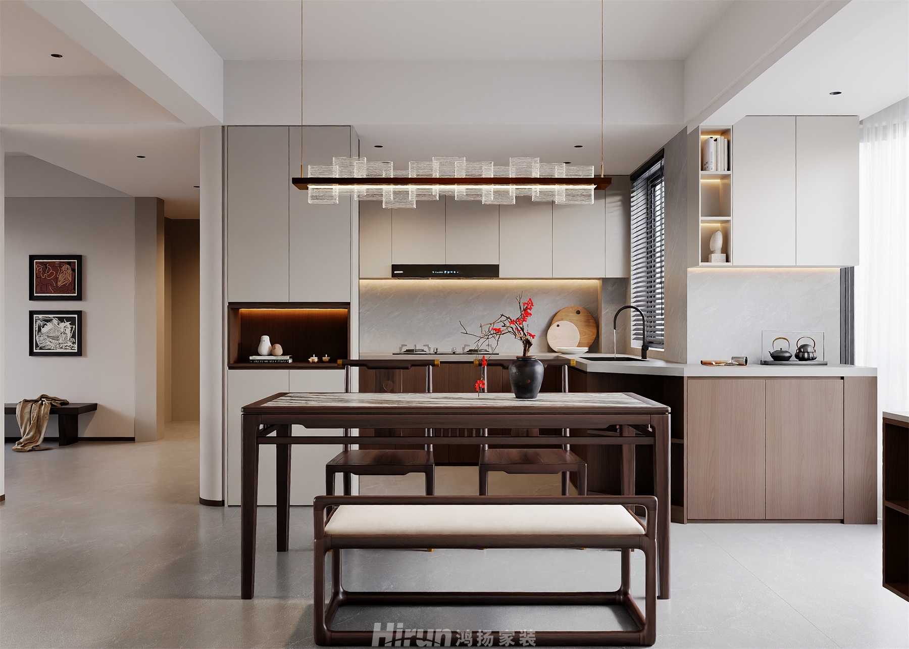 錦繡三潤城130㎡意境東方三居室 裝修案例效果圖-4