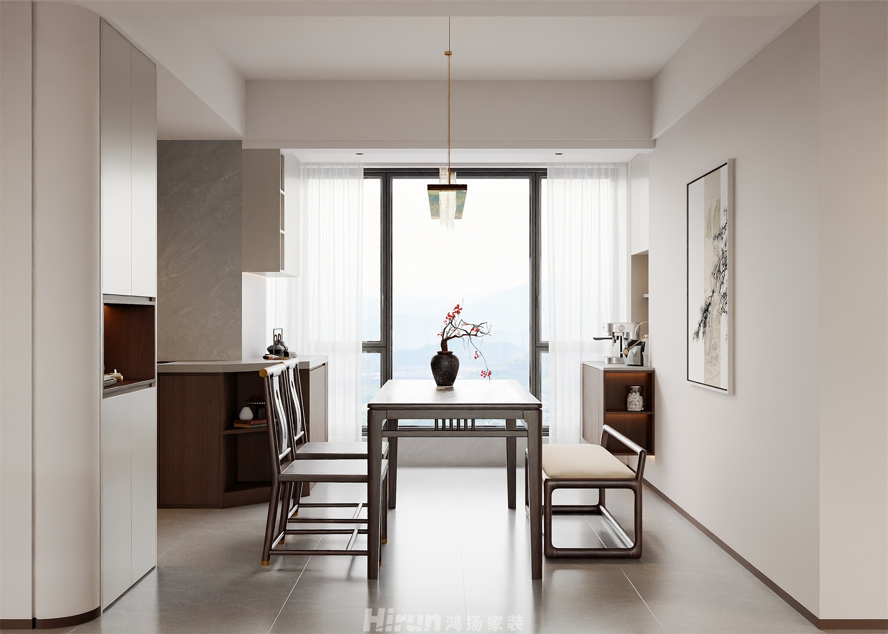 錦繡三潤城130㎡意境東方三居室 裝修案例效果圖-3