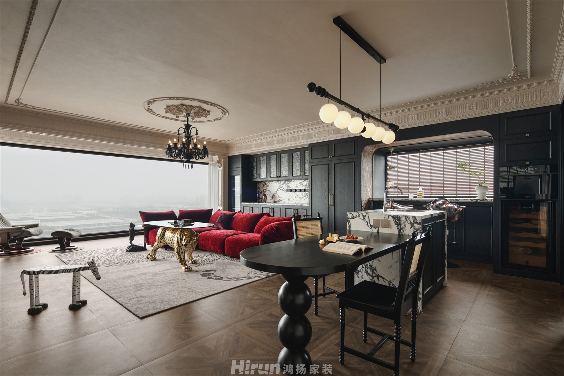 三一云谷137㎡復古風潮三居室 裝修案例效果圖-1