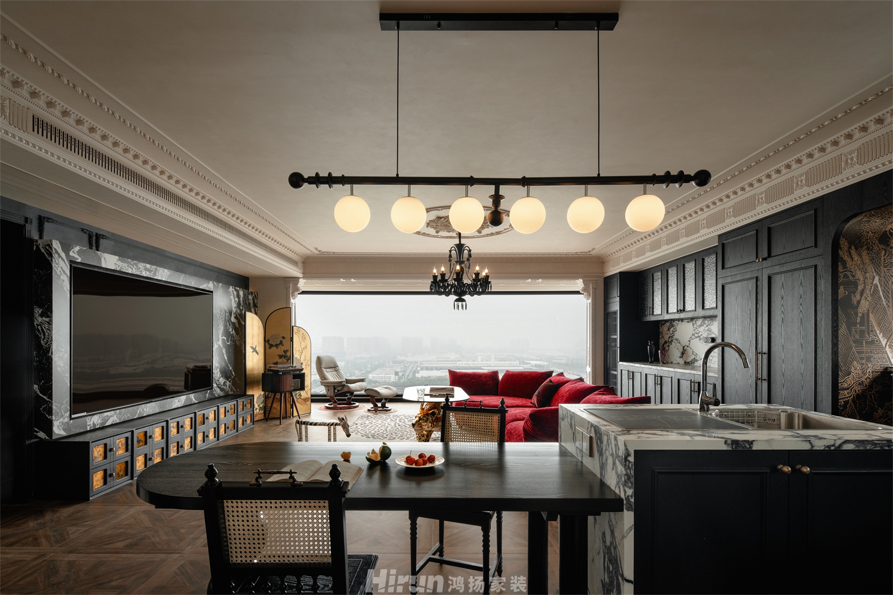 三一云谷137㎡復古風潮三居室 裝修案例效果圖-4