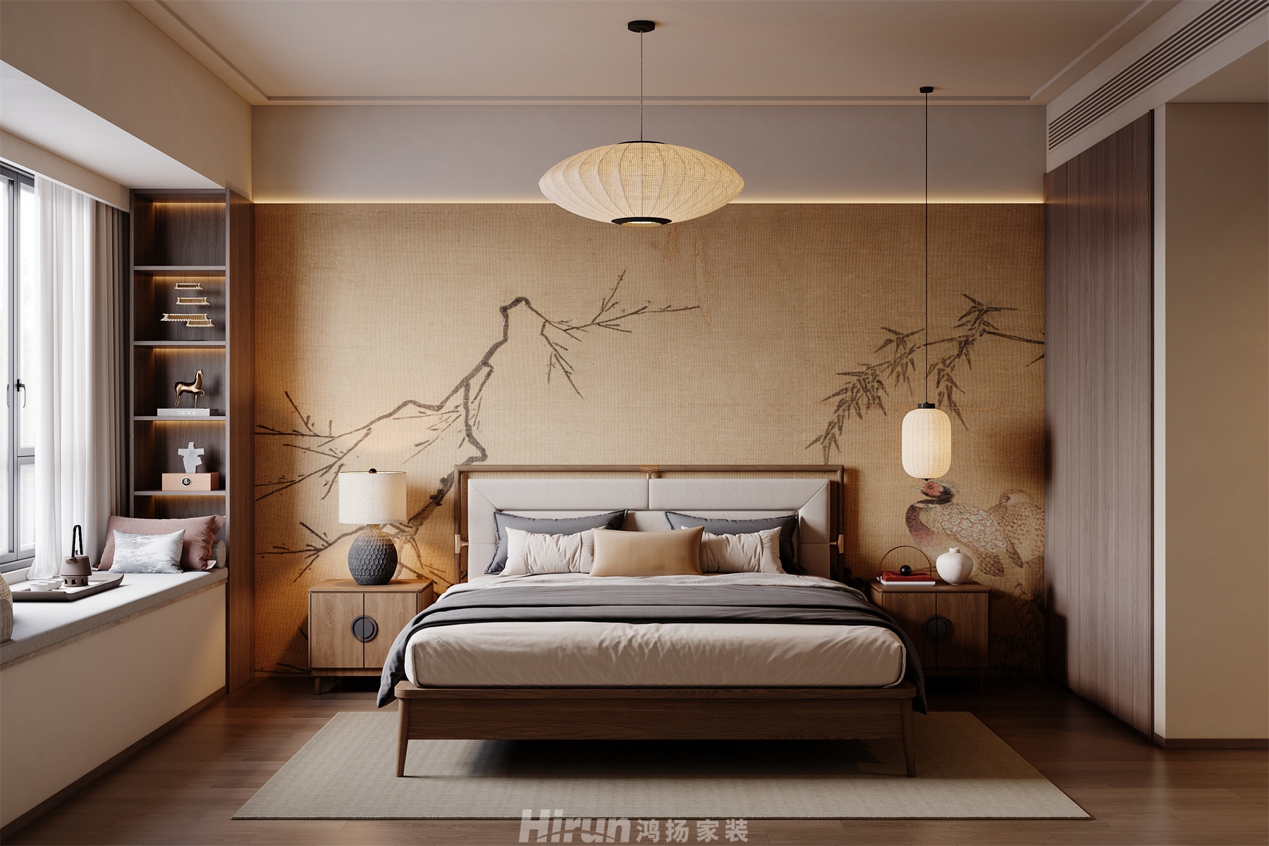 瀧悅長安170㎡意境東方四居室 裝修案例效果圖-4