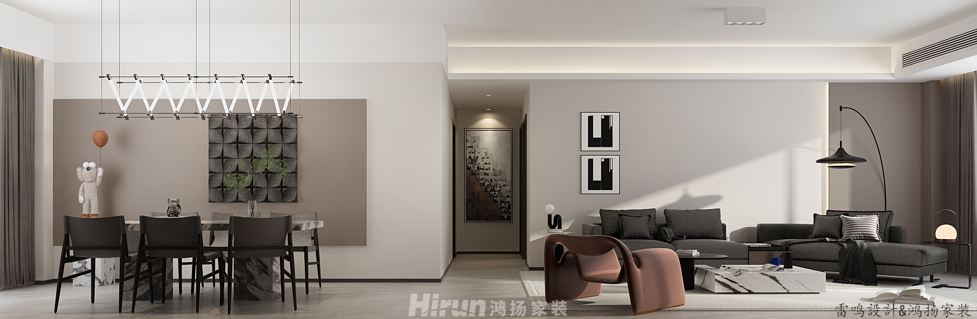 匯景中央150㎡雅致現(xiàn)代四居室 裝修案例效果圖-1