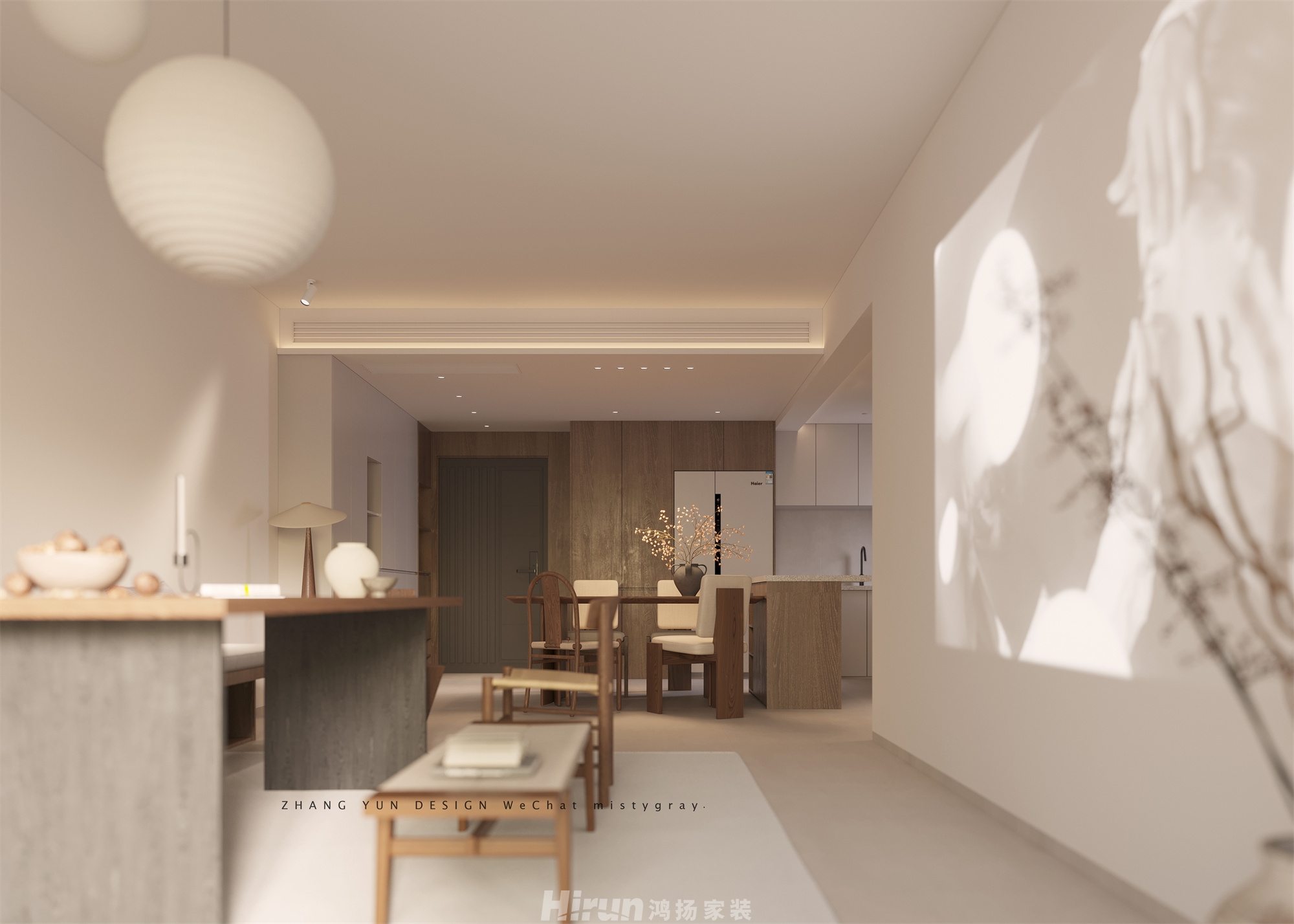 鑫遠紫樾香山130㎡雅致現代三居室 裝修案例效果圖-3