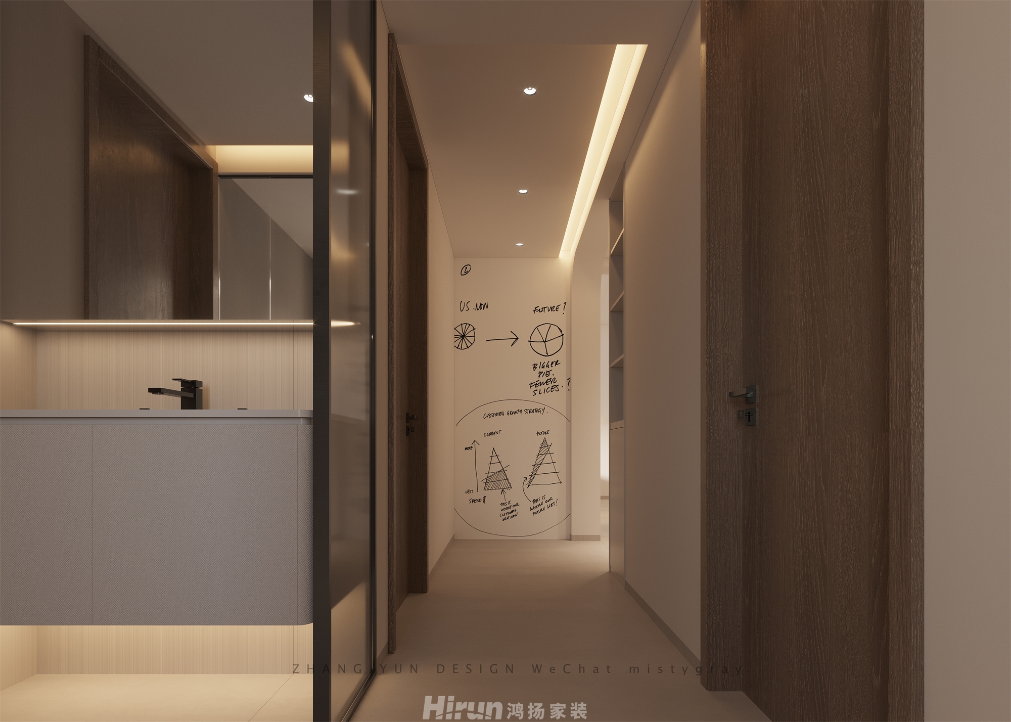 鑫遠紫樾香山130㎡雅致現代三居室 裝修案例效果圖-4