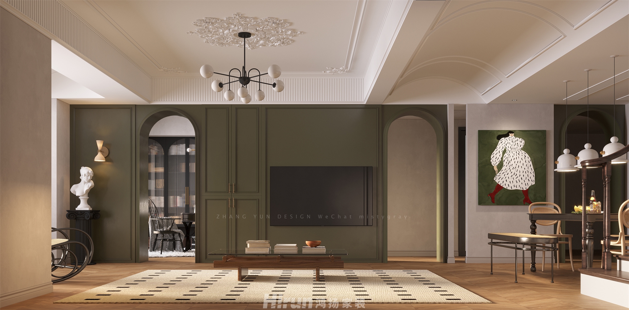 福天藏郡院子182㎡復古風潮復式 裝修案例效果圖-6