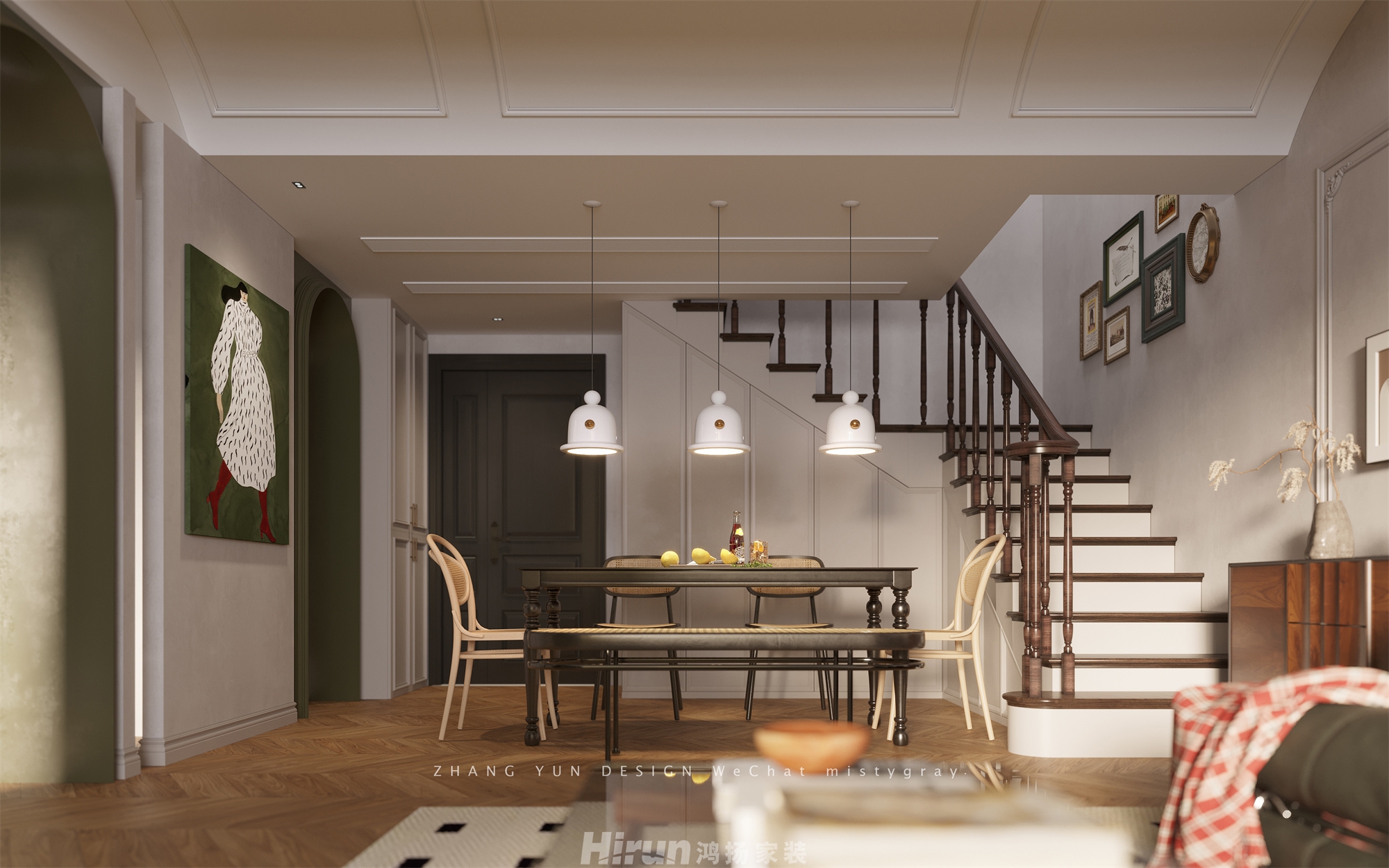 福天藏郡院子182㎡復古風潮復式 裝修案例效果圖-2