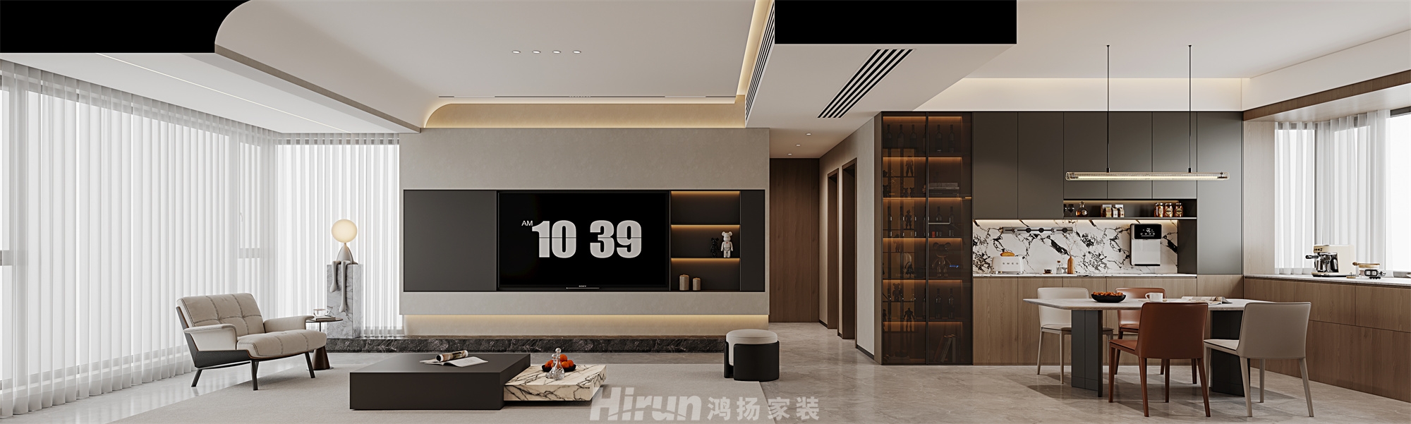 寶能公館160㎡新裝飾主義四居室 裝修案例效果圖-1