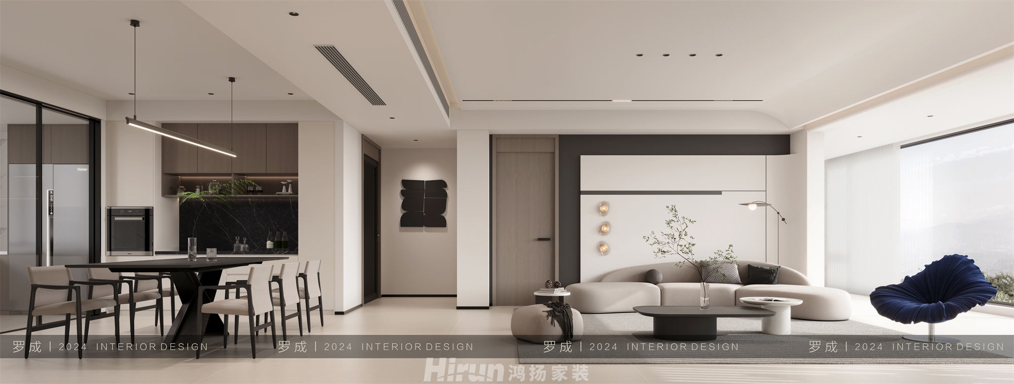 洋湖印195㎡雅致現代四居室 裝修案例效果圖-1